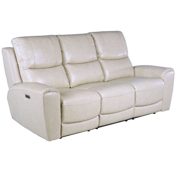 LAUREL DUAL-POWER LEATHER RECLINING SOFA, IVORY