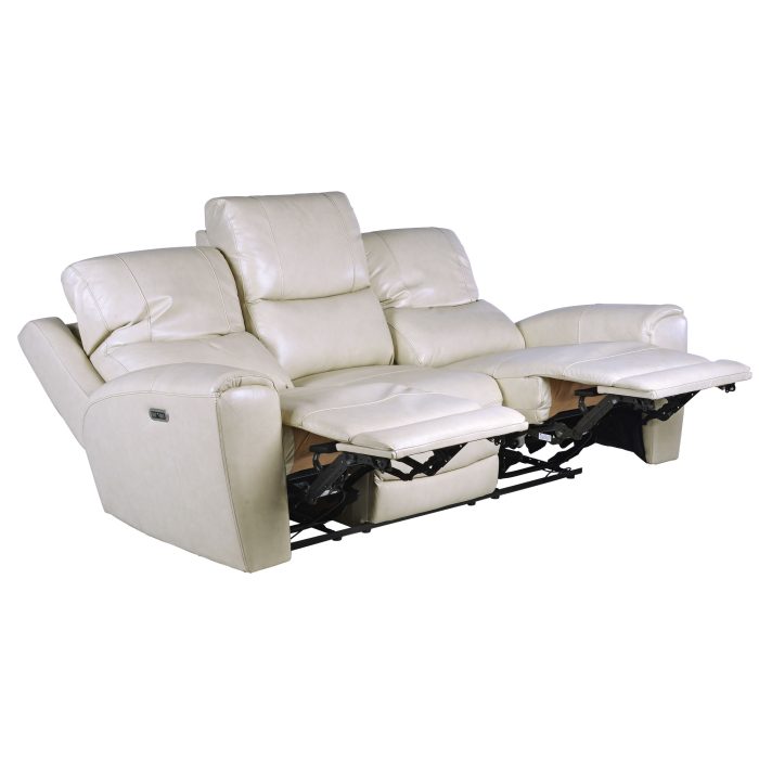LAUREL DUAL-POWER LEATHER RECLINING SOFA, IVORY - Image 2