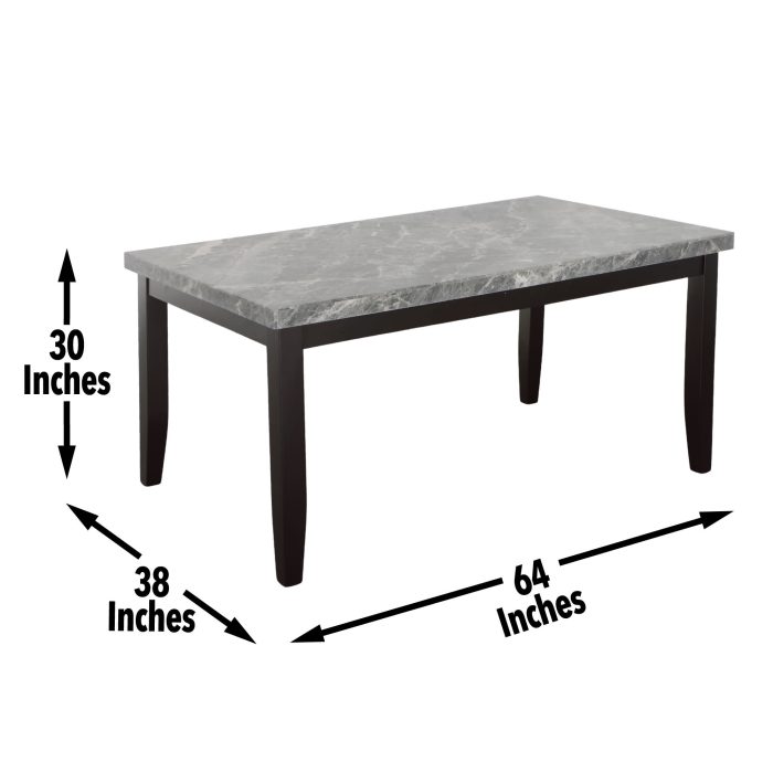 NAPOLI 6-PIECE 64-INCH GRAY MARBLE DINING SET - Image 7