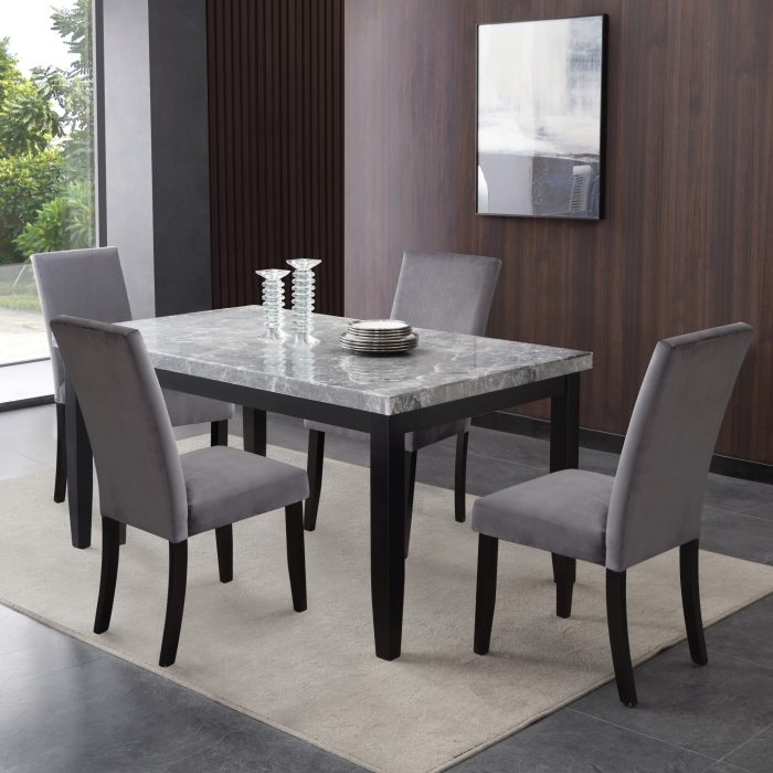 NAPOLI 6-PIECE 64-INCH GRAY MARBLE DINING SET - Image 15