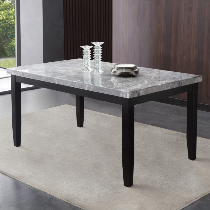 NAPOLI 6-PIECE 64-INCH GRAY MARBLE DINING SET - Image 2
