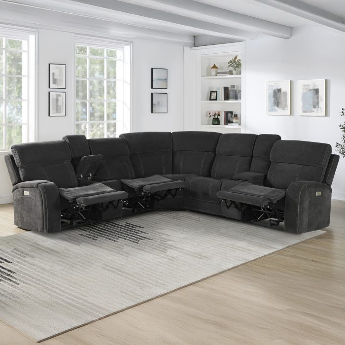 SEATTLE 3-PIECE DUAL-POWER RECLINING SECTIONAL W/DUAL WIRELESS-CHARGING CONSOLES - Image 6