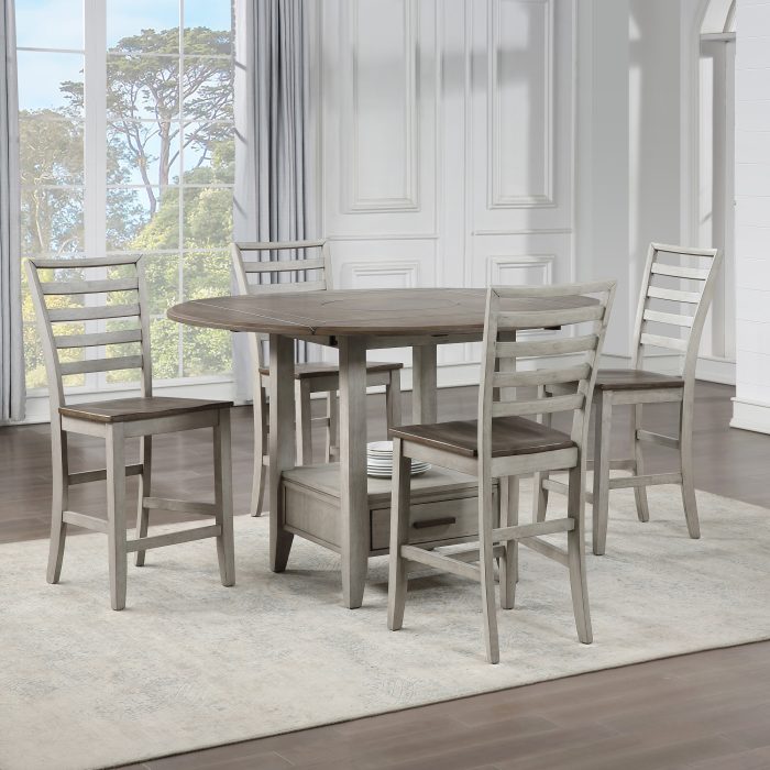 ABACUS 5-PIECE DROP-LEAF COUNTER HEIGHT DINING SET