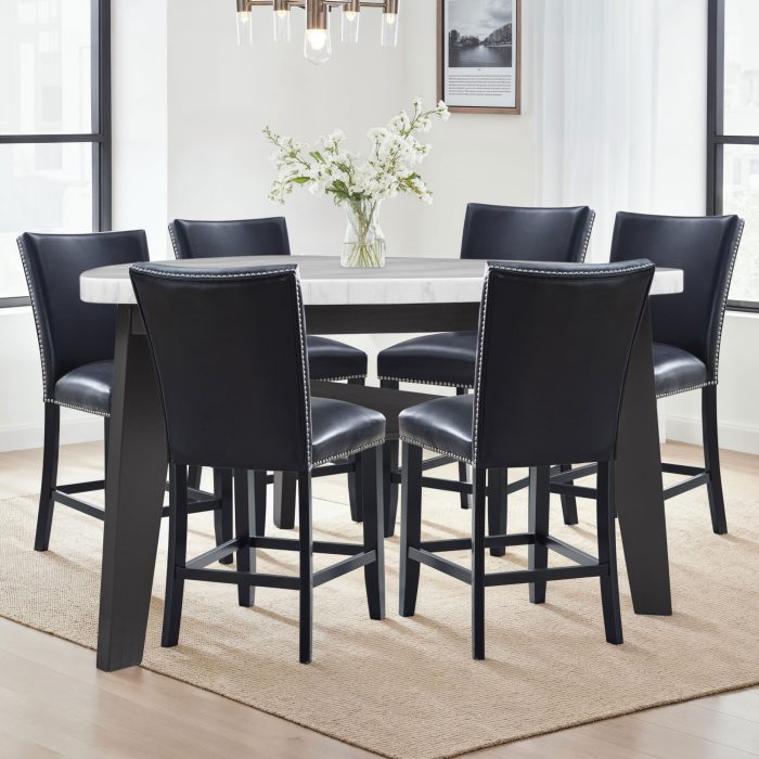 CAMARRA 7-PIECE MARBLE TOP DINING SET