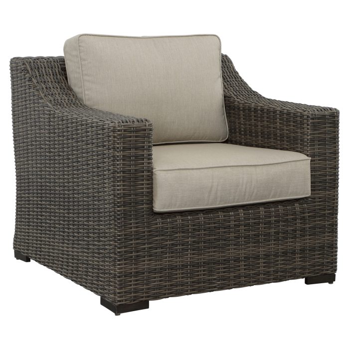 JONES LOUNGE CHAIR WITH HALF-ROUND RESIN WICKER