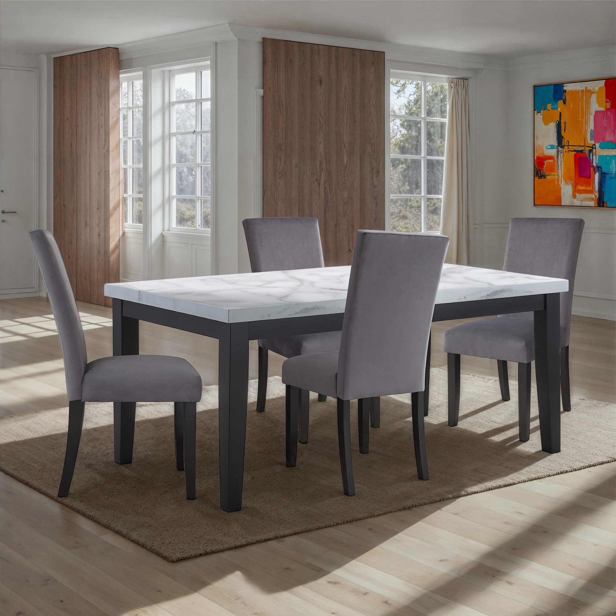 NAPOLING 5-PIECE FAUX-MARBLE DINING SET