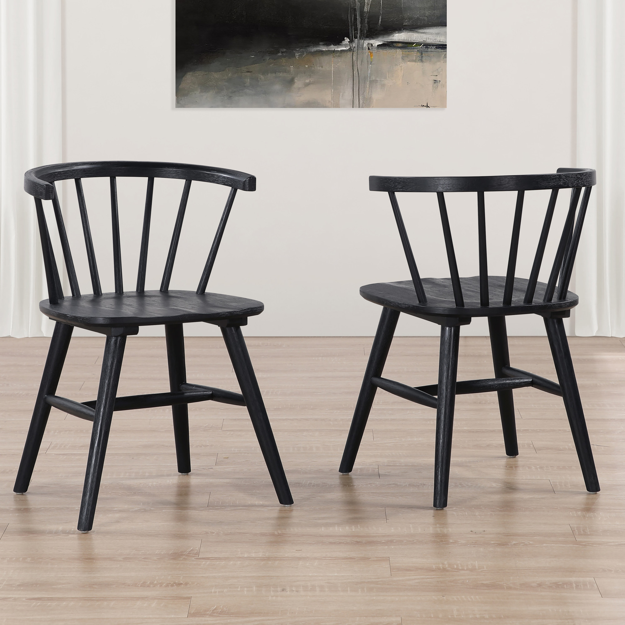 WILLOW SOLID WOOD DINING CHAIR, BLACK