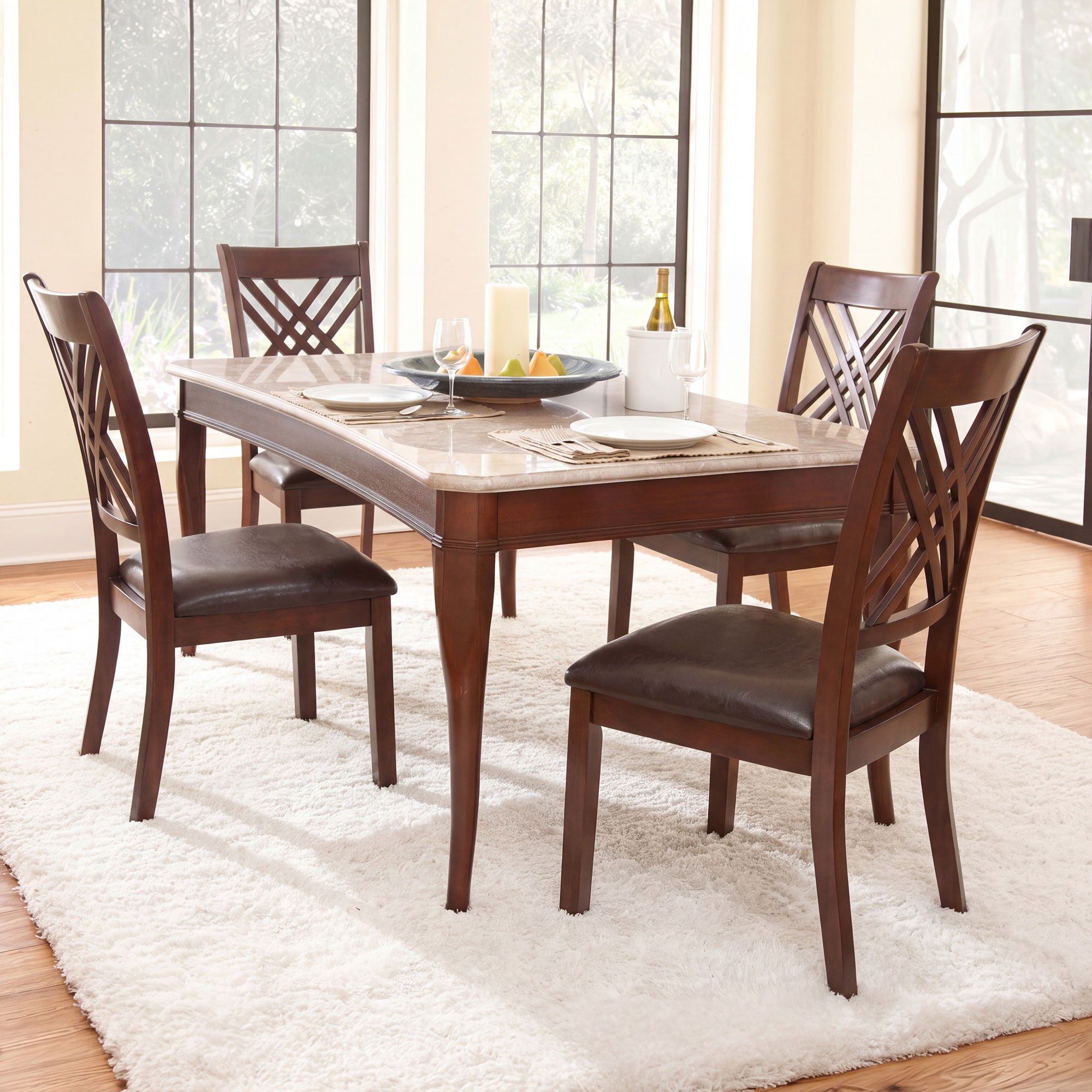 Adrielle 5-Piece Marble Top Dining Set