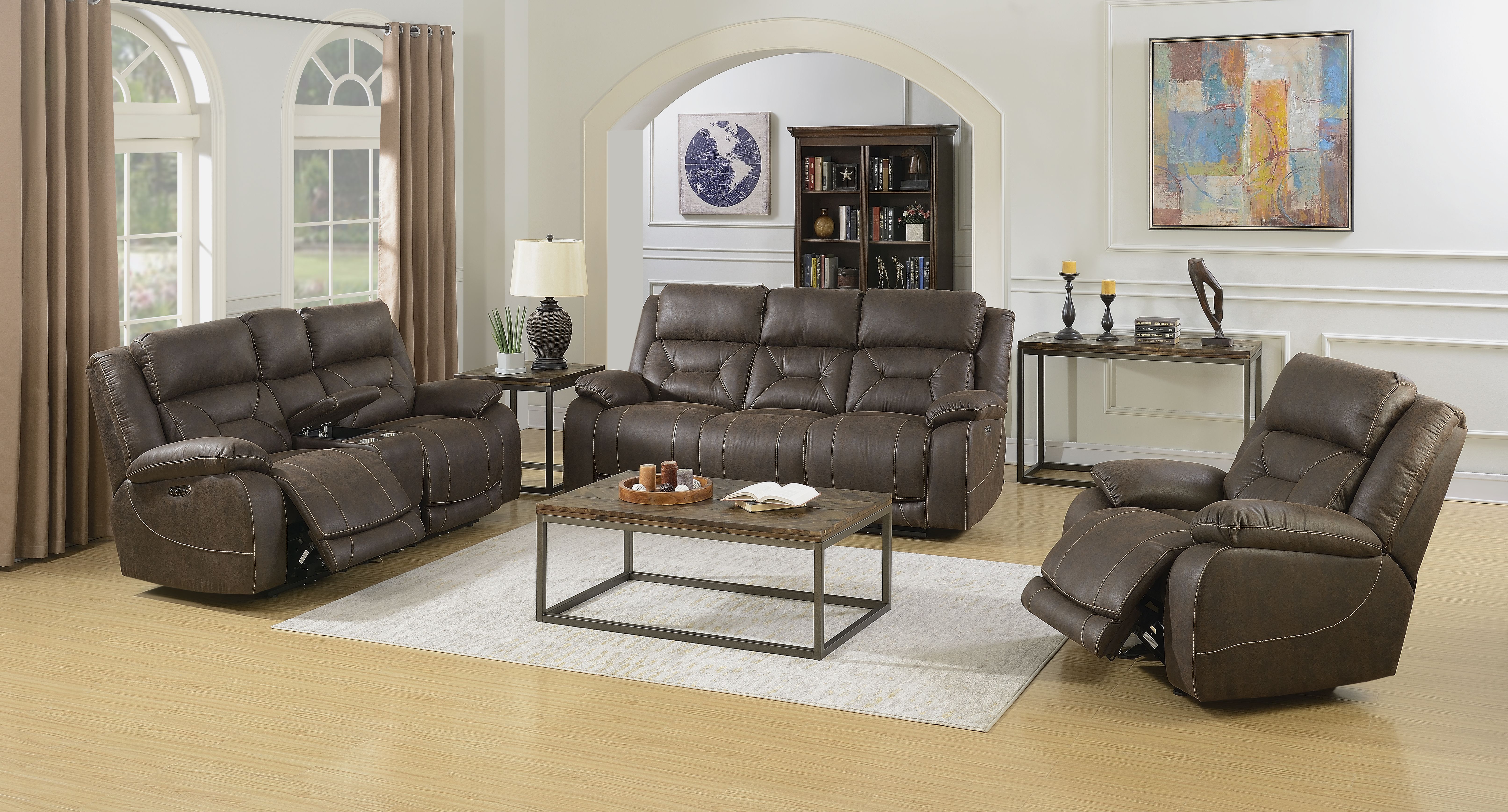 ARIA DUAL-POWER RECLINING SOFA, SADDLE BROWN - Image 2