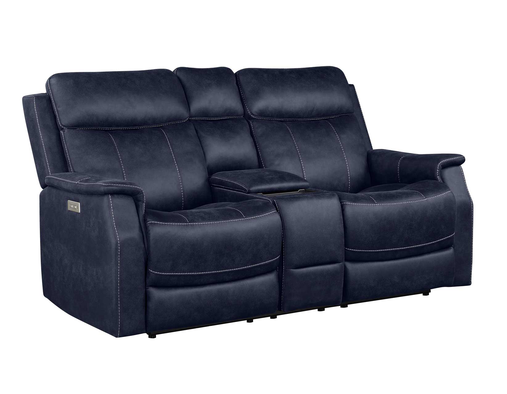 VALENCIA DUAL-POWER LEATHERETTE RECLINING CONSOLE LOVESEAT, OCEAN BLUE - Image 14