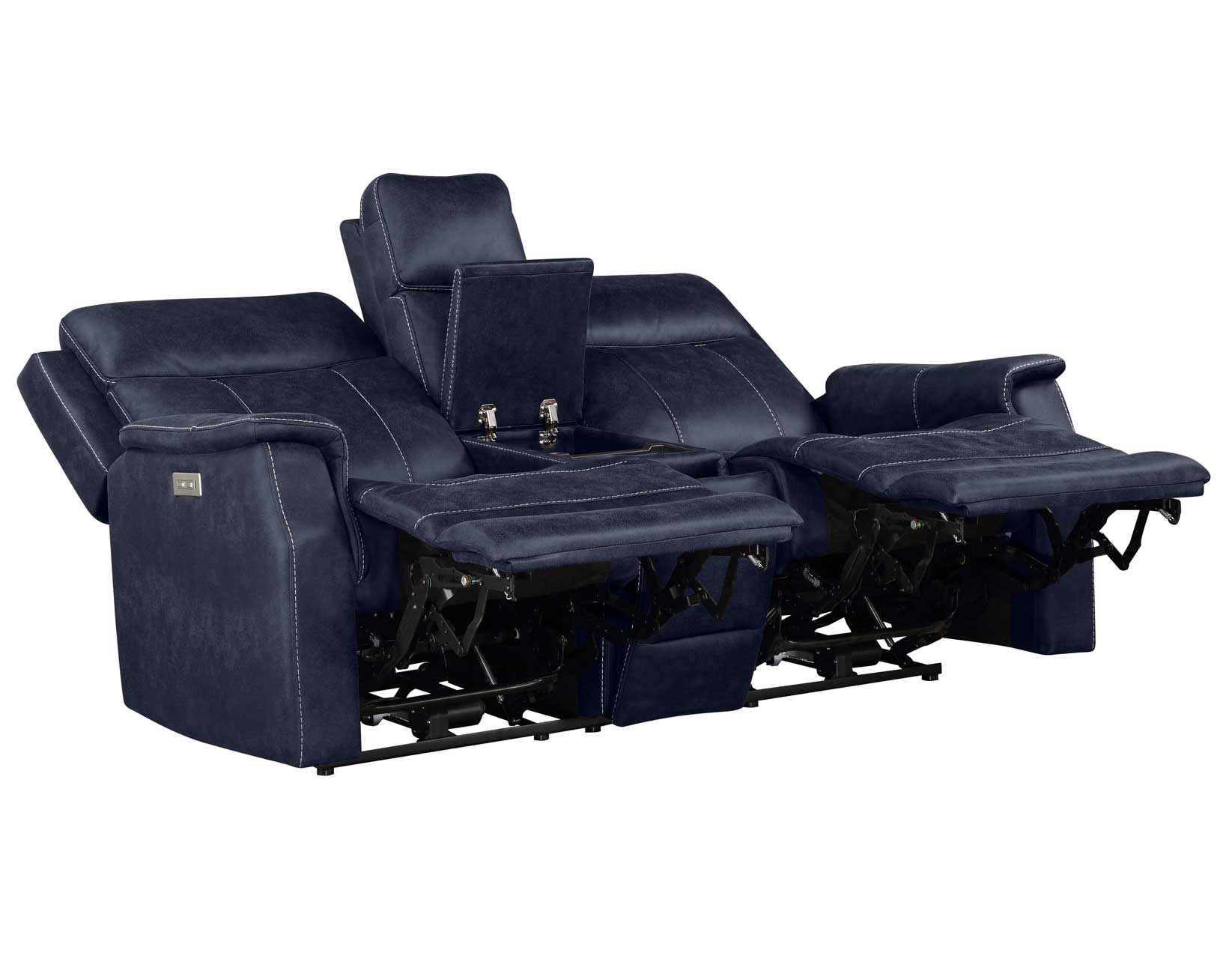 VALENCIA DUAL-POWER LEATHERETTE RECLINING CONSOLE LOVESEAT, OCEAN BLUE - Image 8