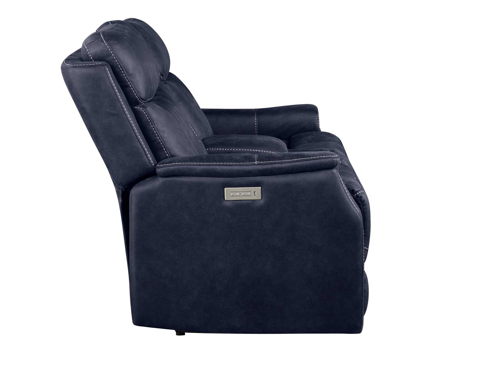 VALENCIA DUAL-POWER LEATHERETTE RECLINING CONSOLE LOVESEAT, OCEAN BLUE - Image 7