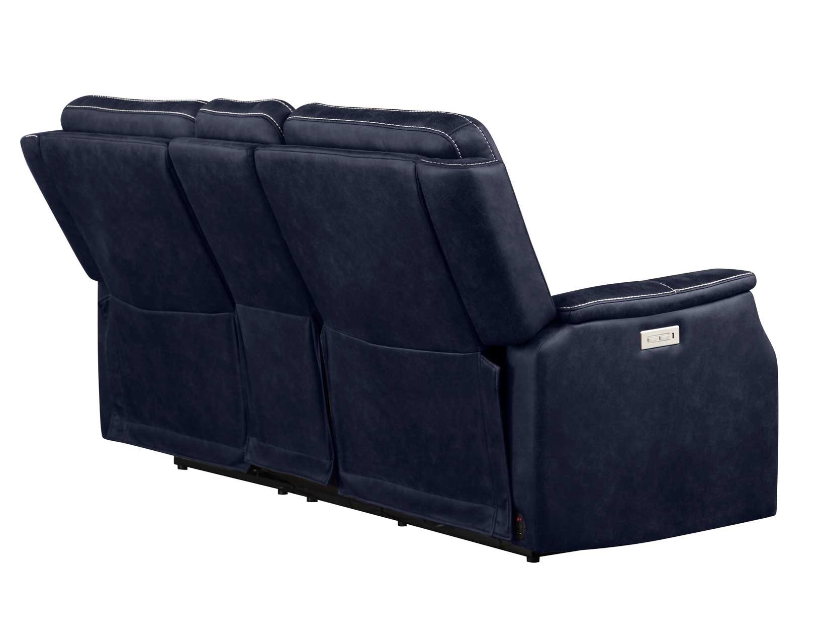 VALENCIA DUAL-POWER LEATHERETTE RECLINING CONSOLE LOVESEAT, OCEAN BLUE - Image 4
