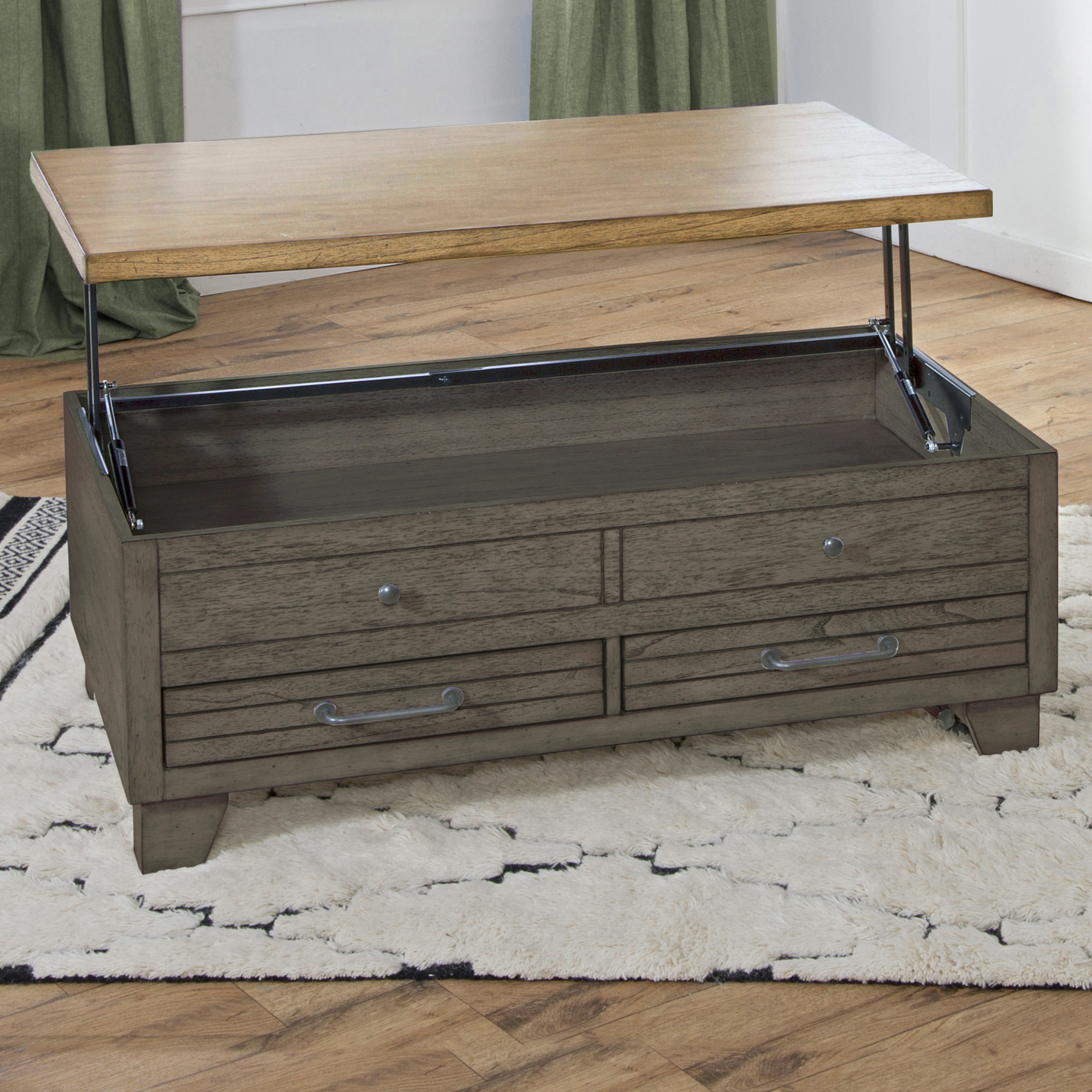 BEAR CREEK LIFT-TOP COCKTAIL W/CASTERS, BROWN