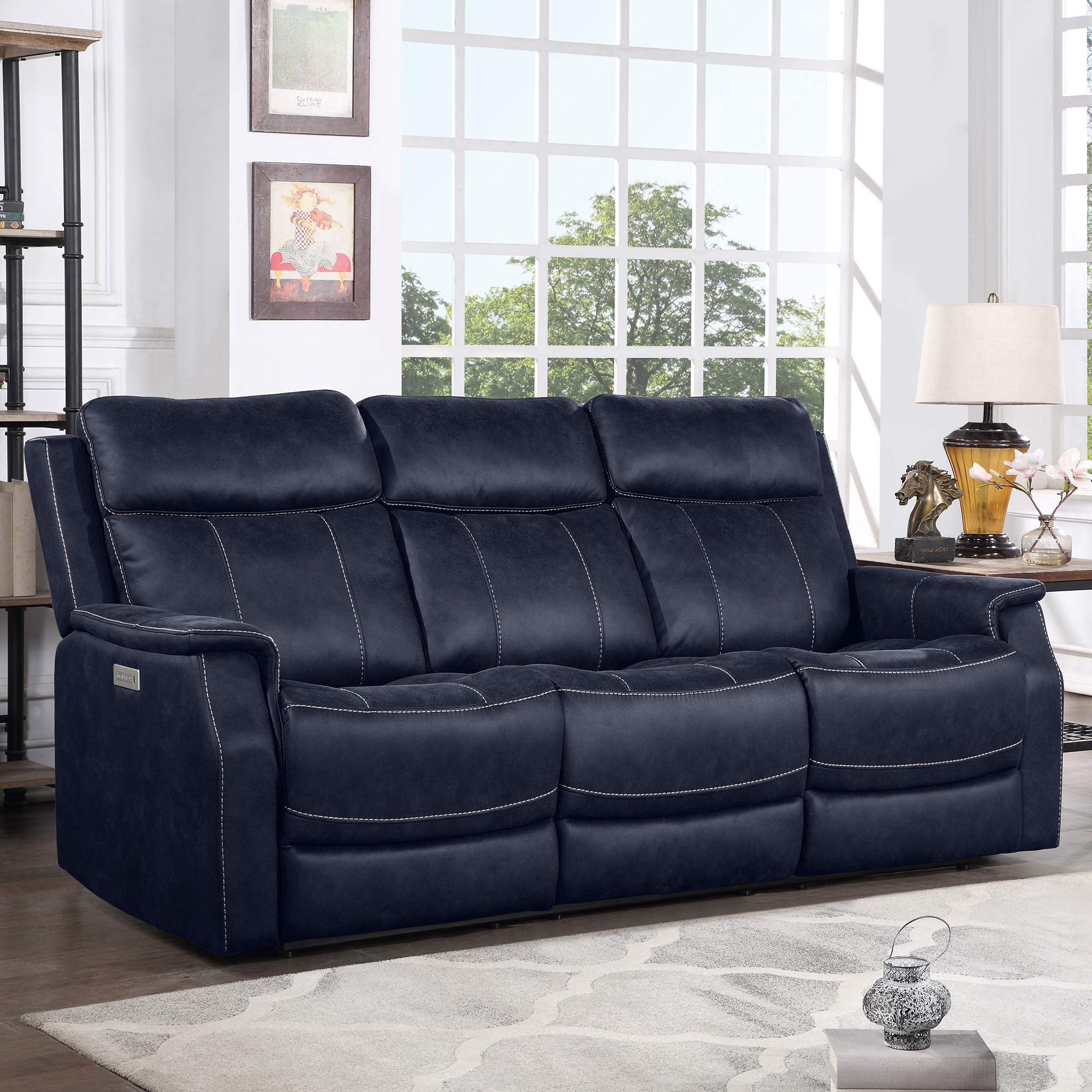 VALENCIA DUAL-POWER RECLINING SOFA, OCEAN BLUE