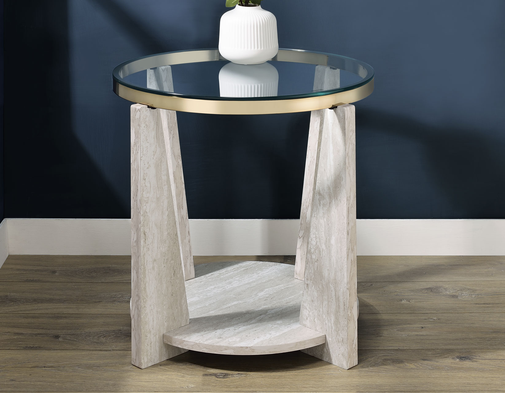 WANDA 24" ROUND GLASS TOP END TABLE - Image 6
