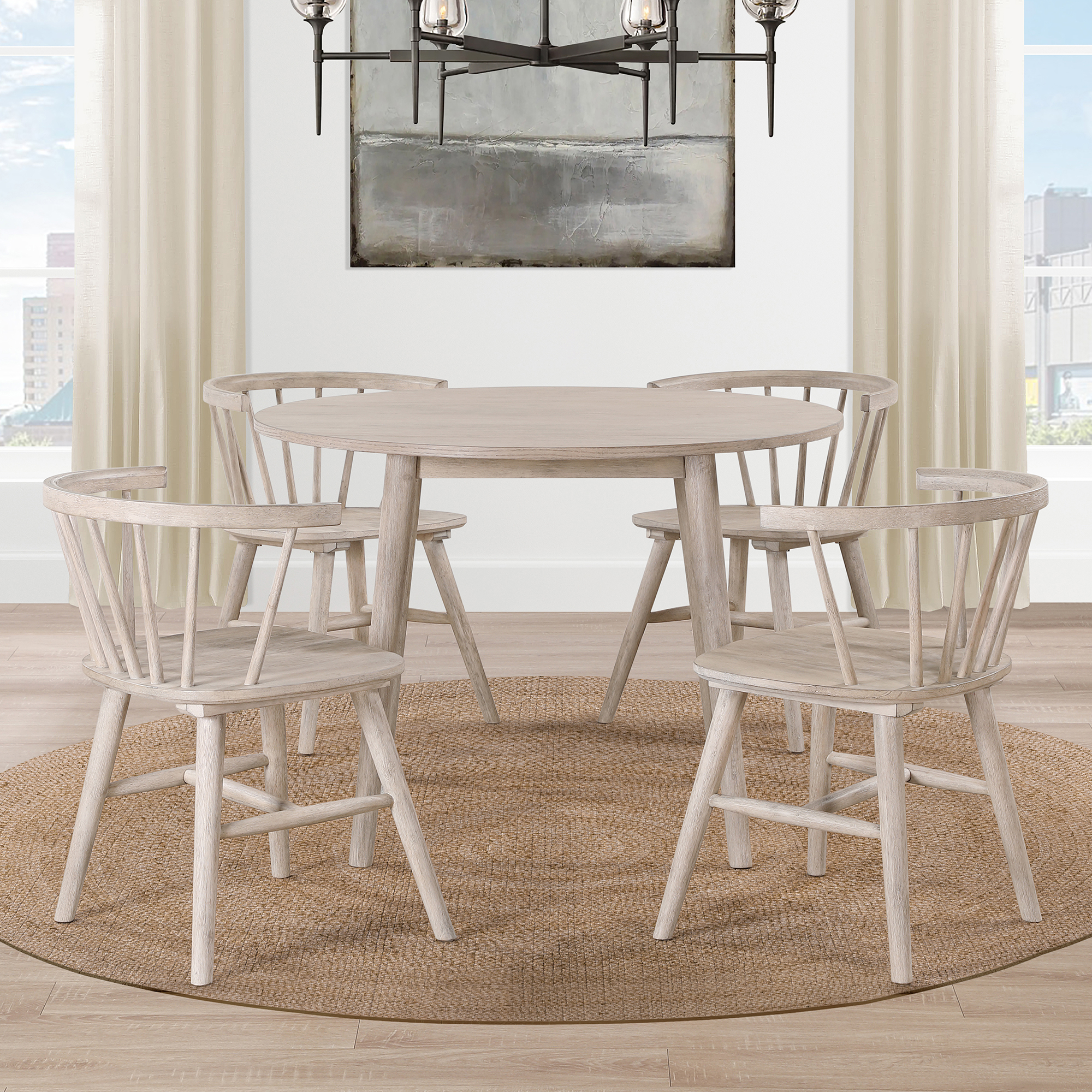 WILLOW 5 PIECE 42-INCH ROUND DINING SET, TAN