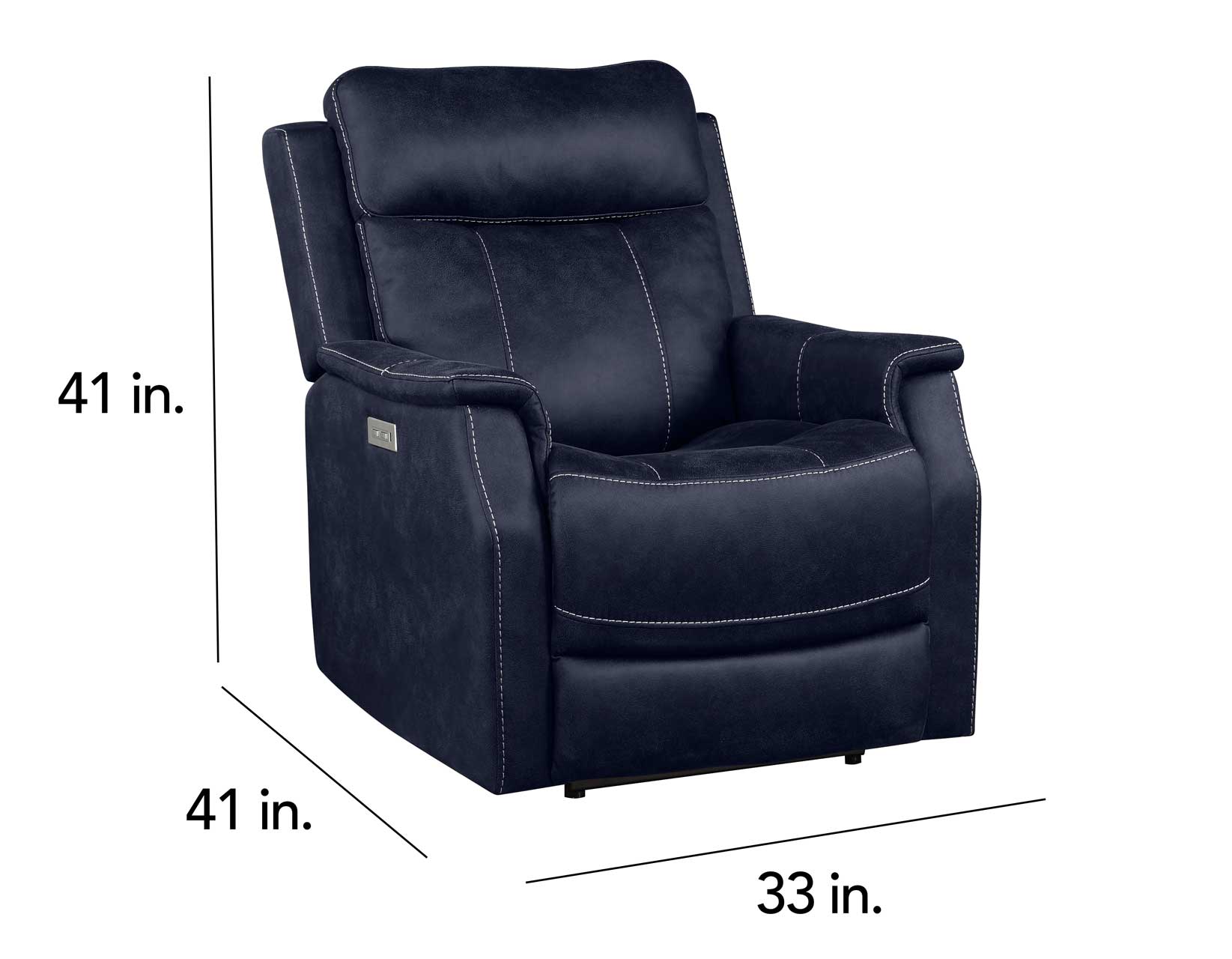 VALENCIA DUAL-POWER LEATHERETTE RECLINER, OCEAN BLUE - Image 2