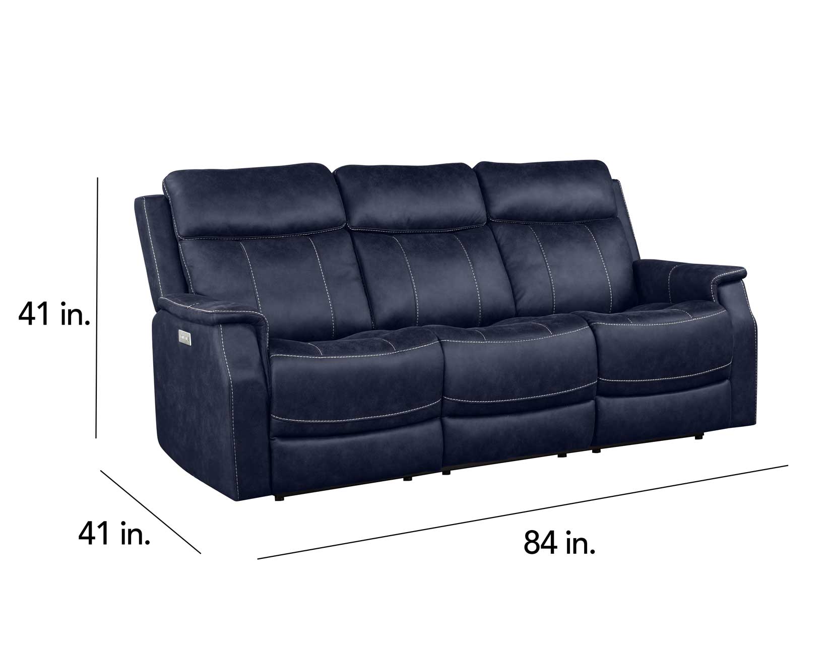 VALENCIA 3-PIECE DUAL-POWER OCEAN BLUE RECLINING SET<BR>(SOFA, LOVESEAT & CHAIR) - Image 7