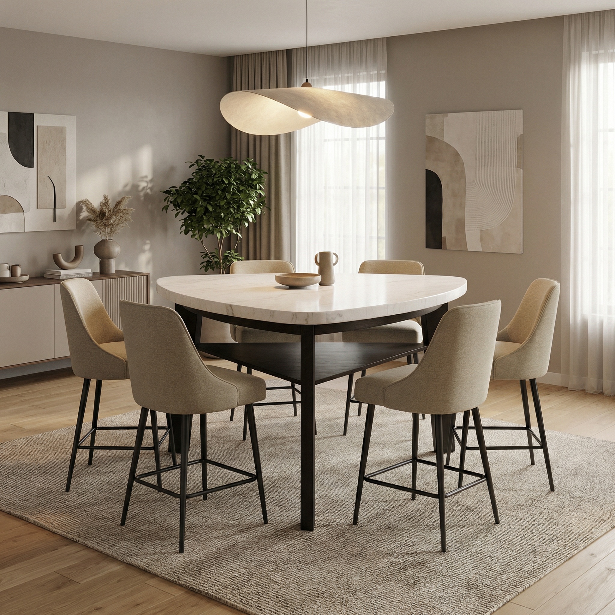 CAMOLSON 7-PIECE MARBLE TOP DINING SET