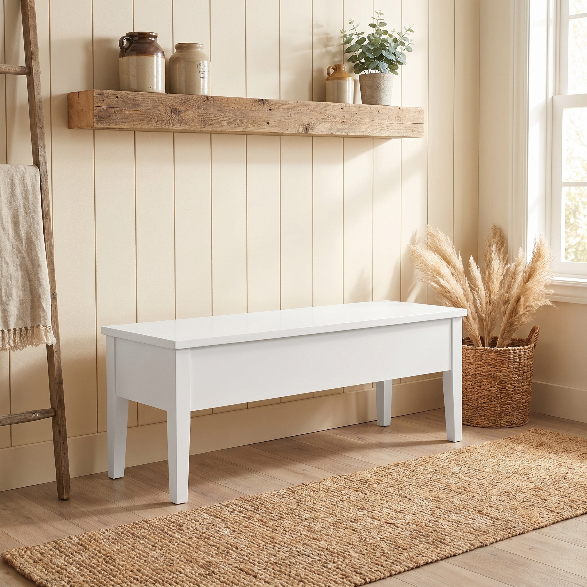 CAYLA STORAGE BENCH WHITE