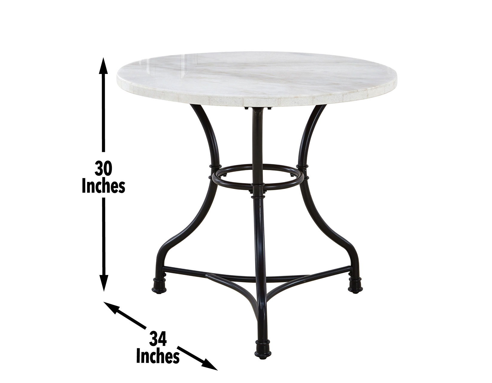 Claire 34 inch Round White Marble Top Bistro Table - Image 6