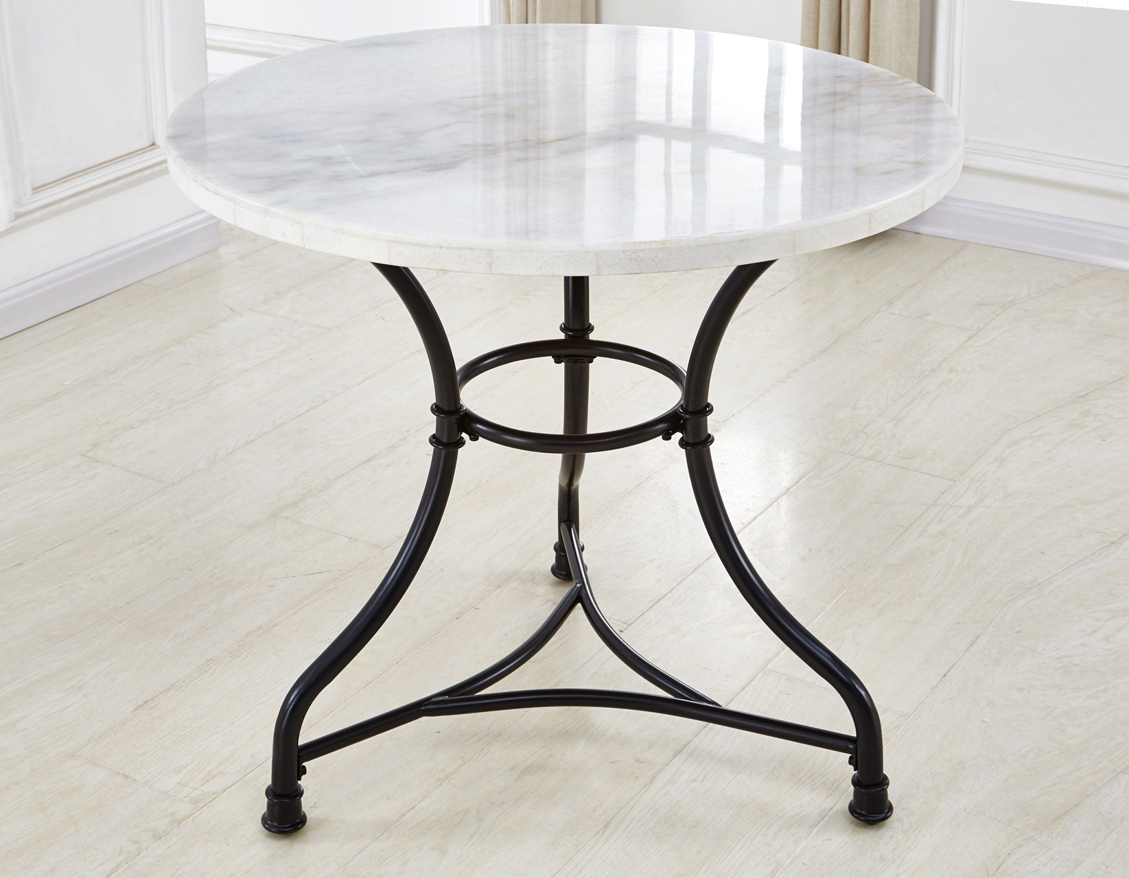 Claire 34 inch Round White Marble Top Bistro Table - Image 4