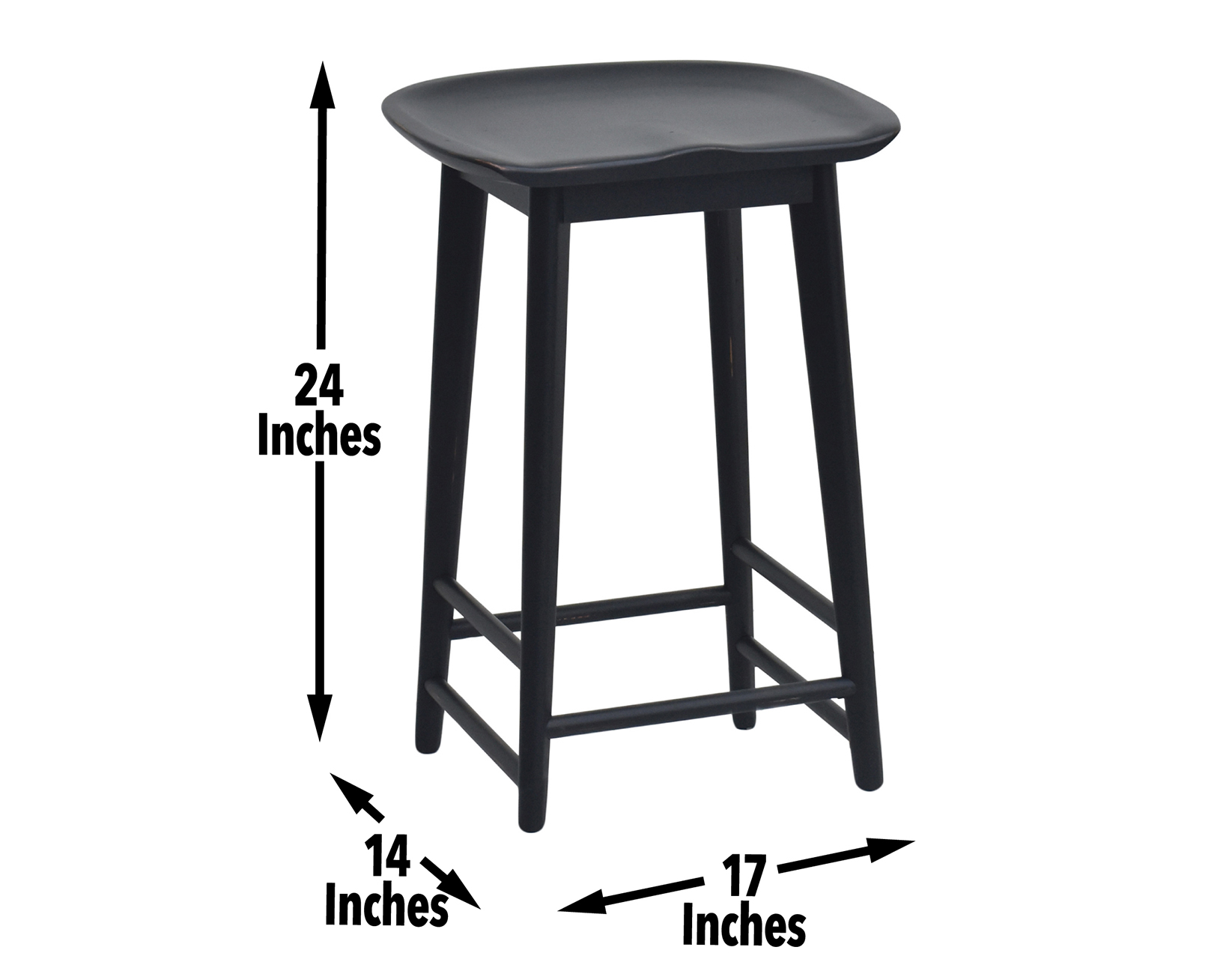 Hilton 24" Backless Counter Stool, Black - Image 3