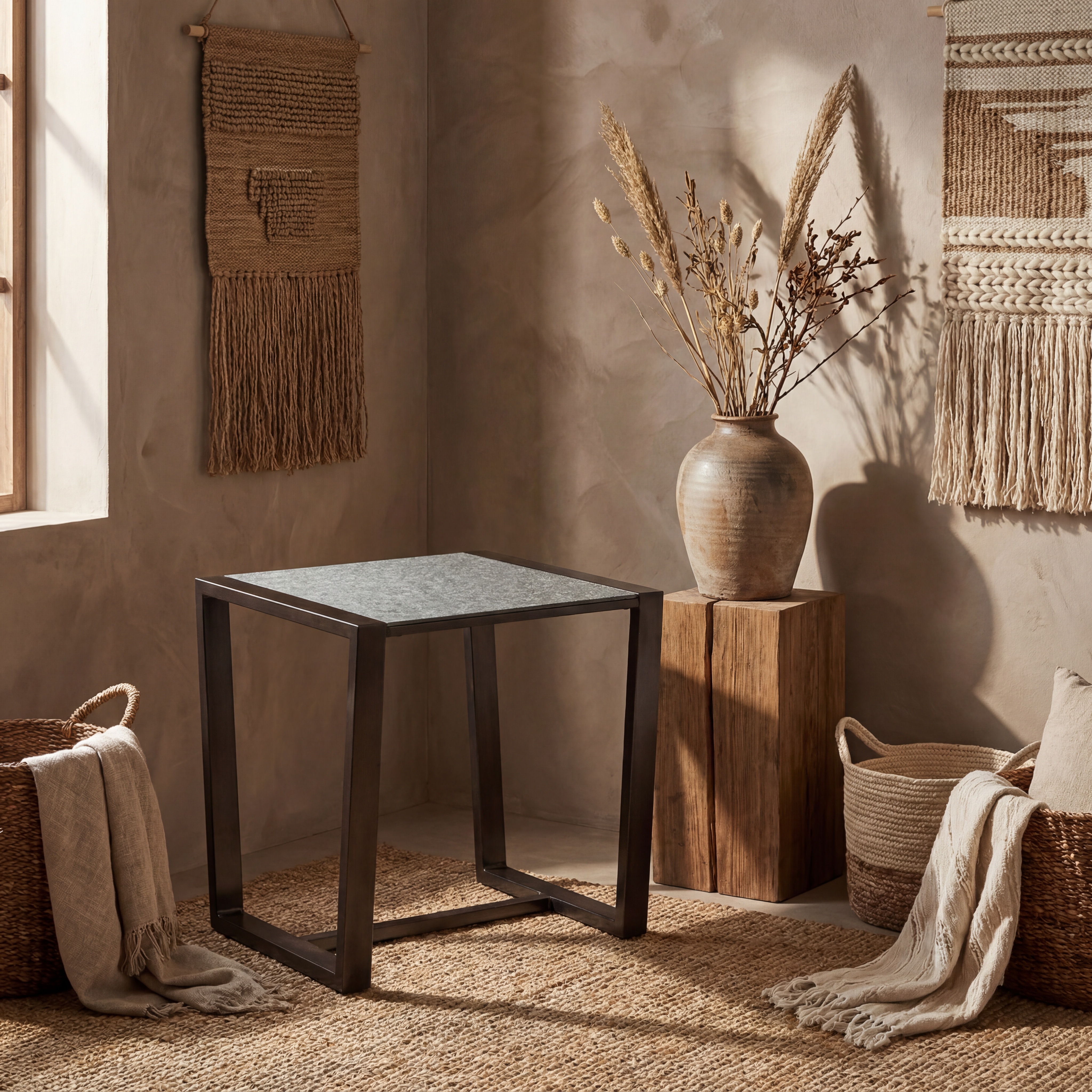 MAZIE END TABLE W/PATTERN MIRROR