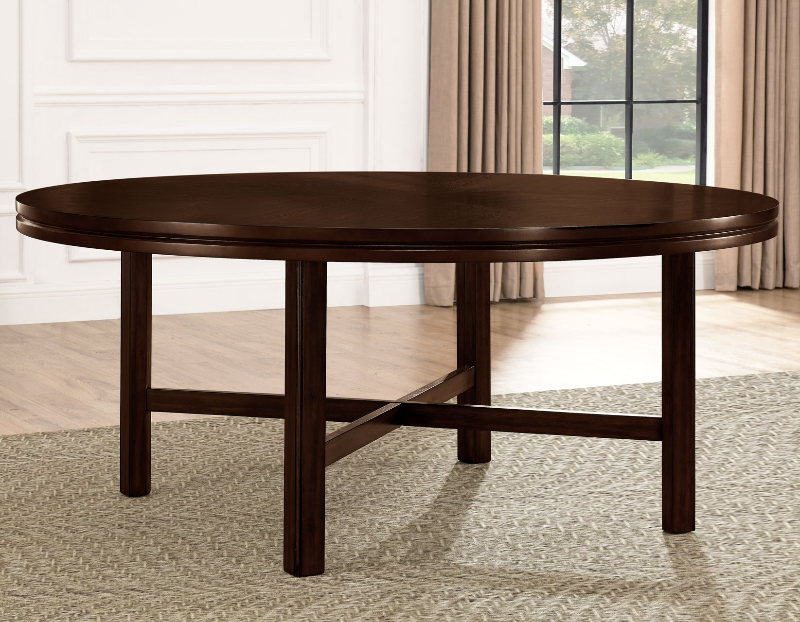 HARTFORD 72 INCH TABLE 7 PIECE SET, BROWN CHAIRS - Image 3