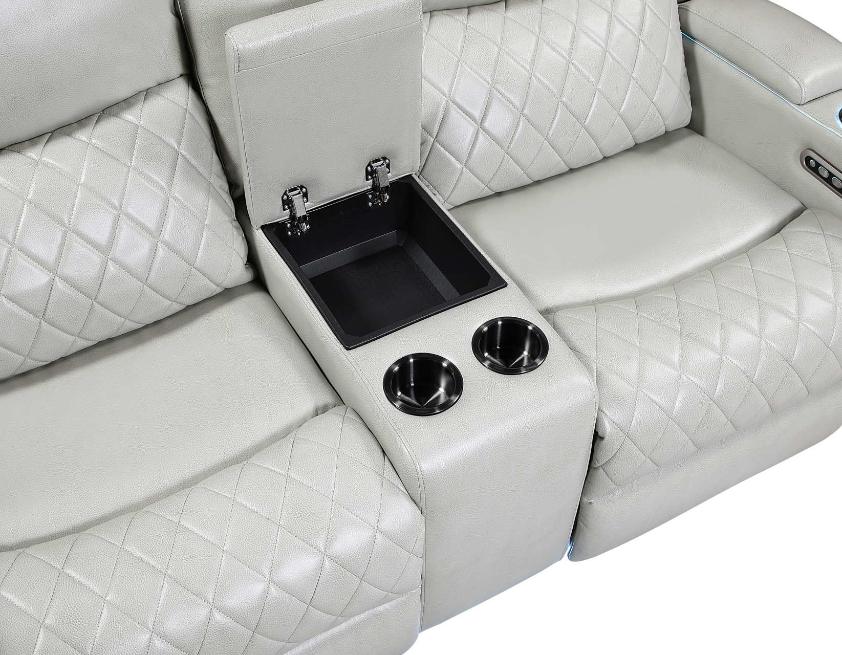 LUNA HOME CINEMA POWER RECLINING SOFA, ICE VEGAN LEATHER - Image 15