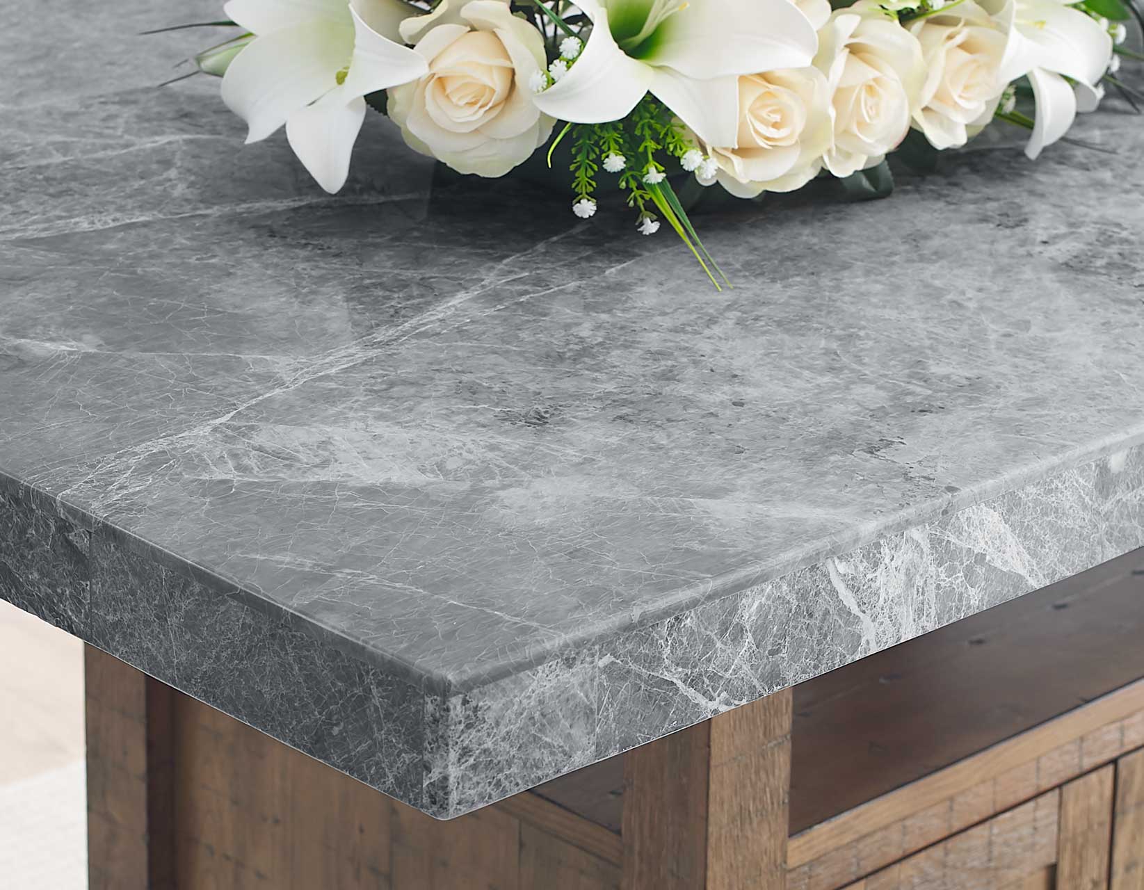 Grayson 60-Inch Gray Marble Top Counter Storage Table - Image 6