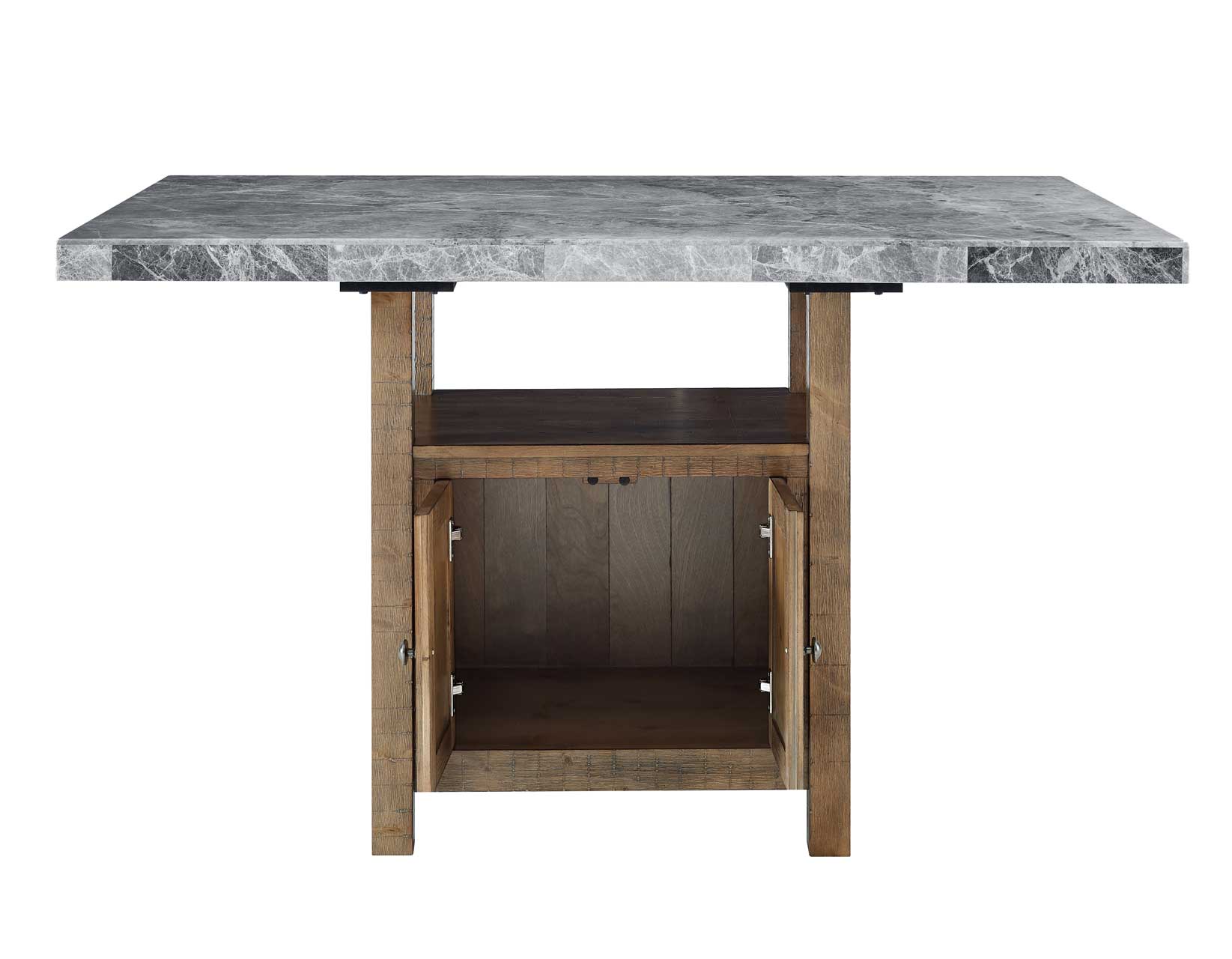 Grayson 60-Inch Gray Marble Top Counter Storage Table - Image 3