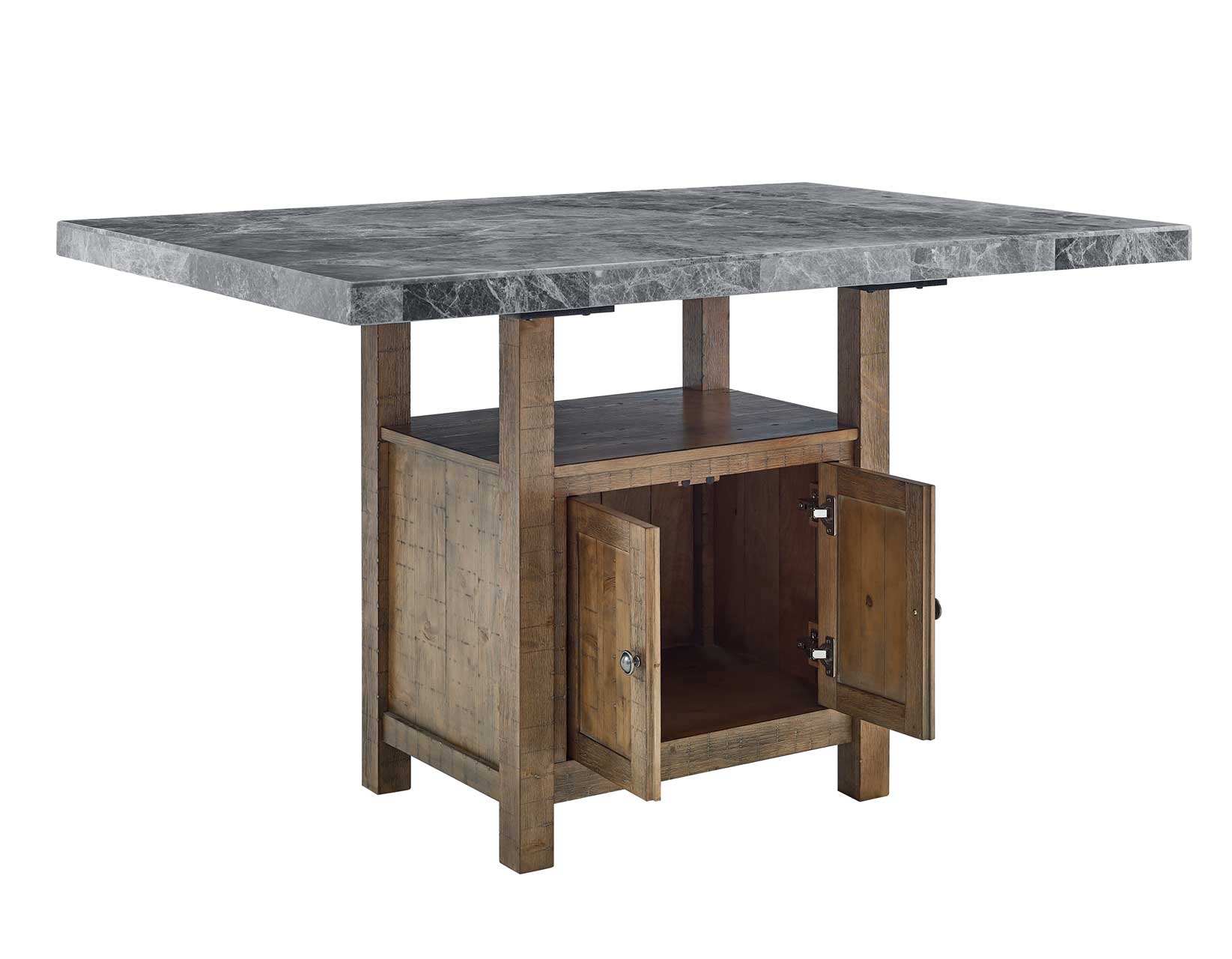 Grayson 60-Inch Gray Marble Top Counter Storage Table - Image 2
