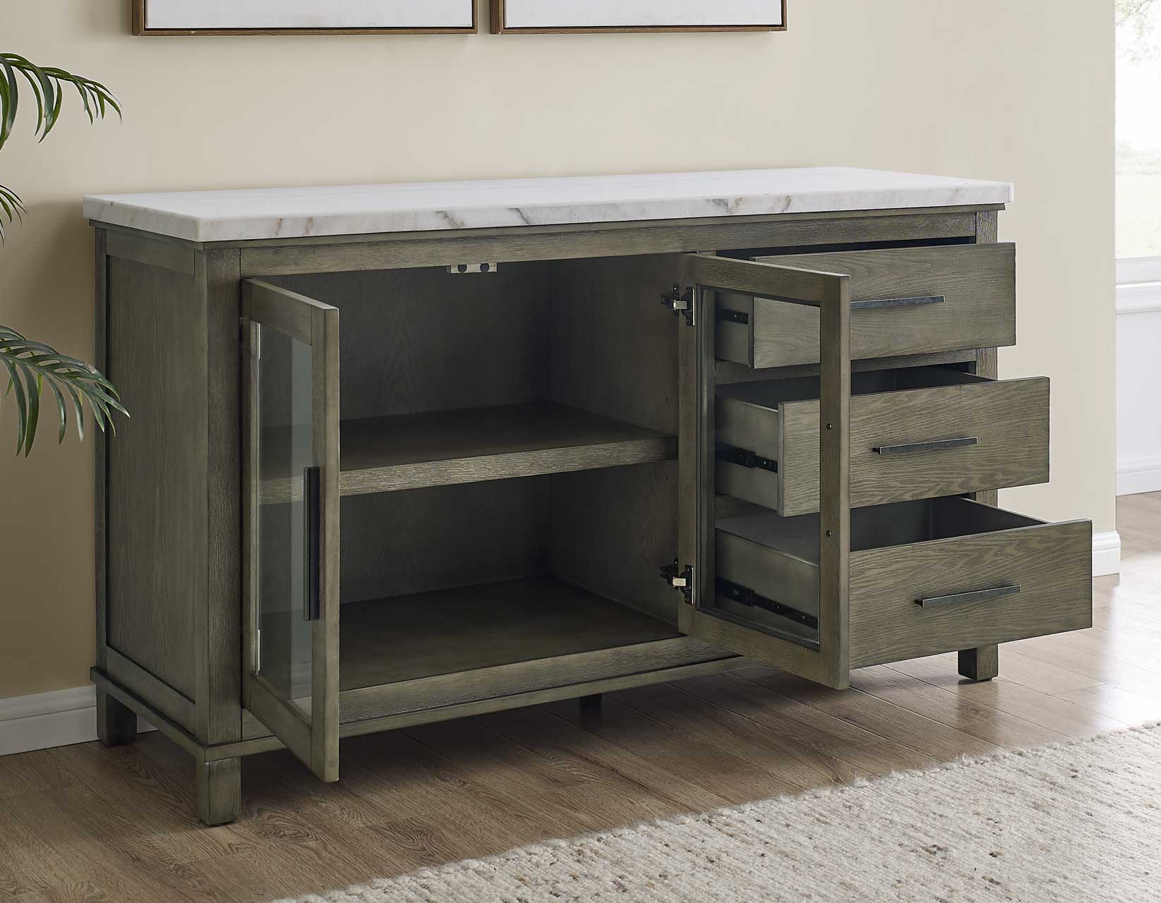 Grayson Server, White Marble Top - Image 4