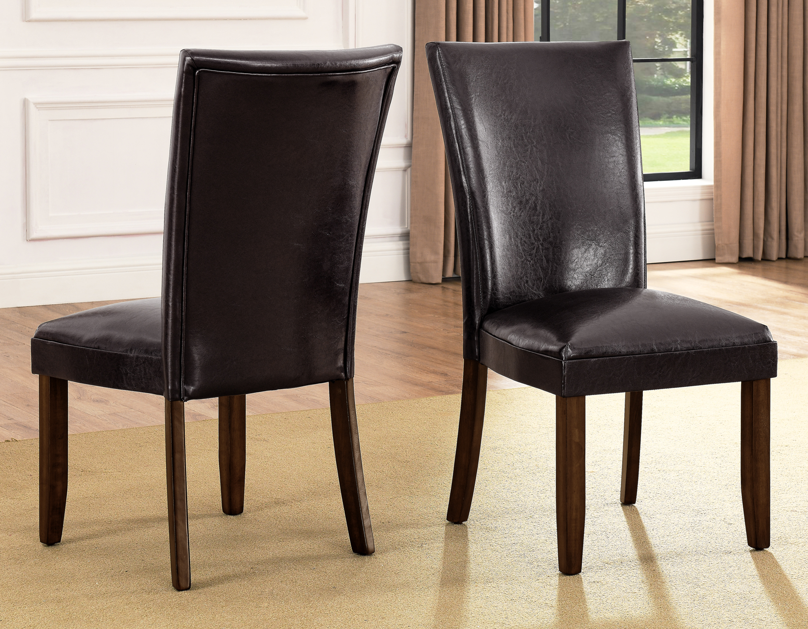 HARTFORD VEGAN LEATHER SIDE CHAIR, BROWN