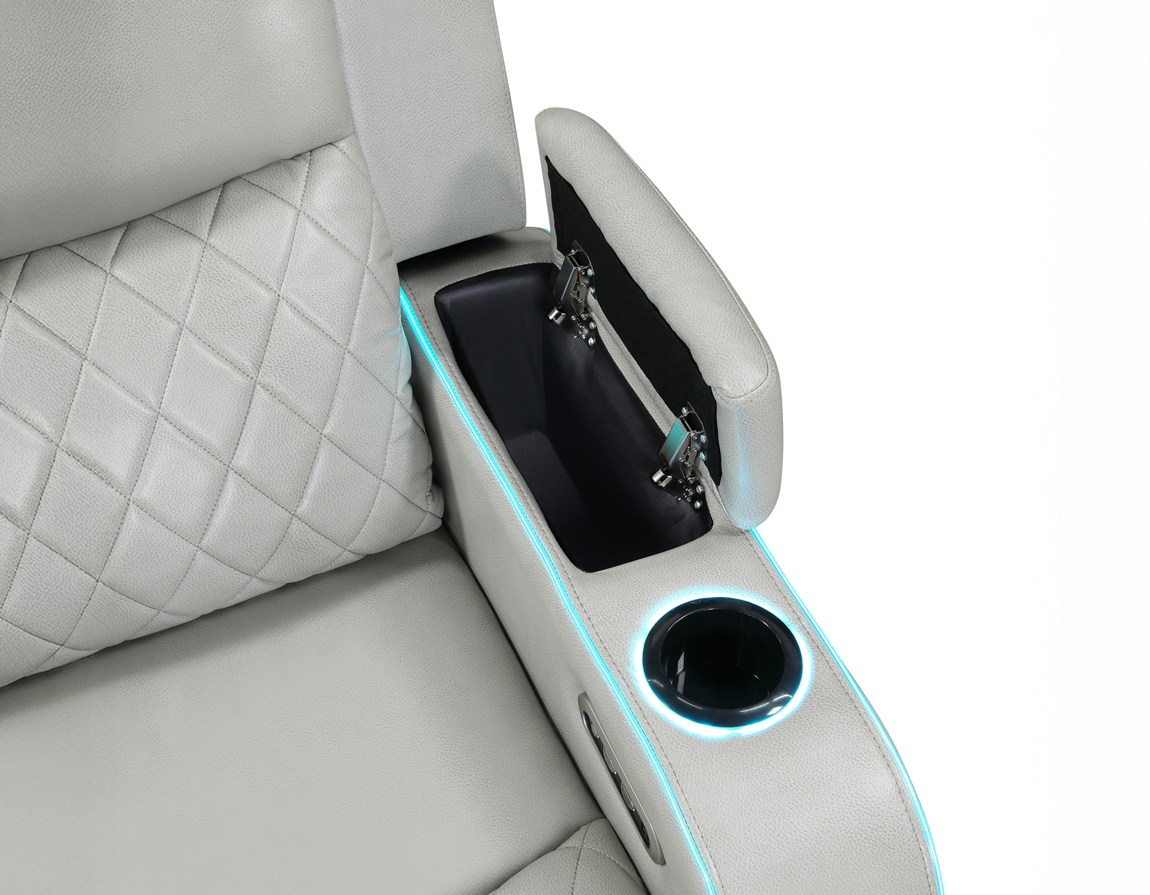 LUNA HOME CINEMA POWER RECLINING SOFA, ICE VEGAN LEATHER - Image 12
