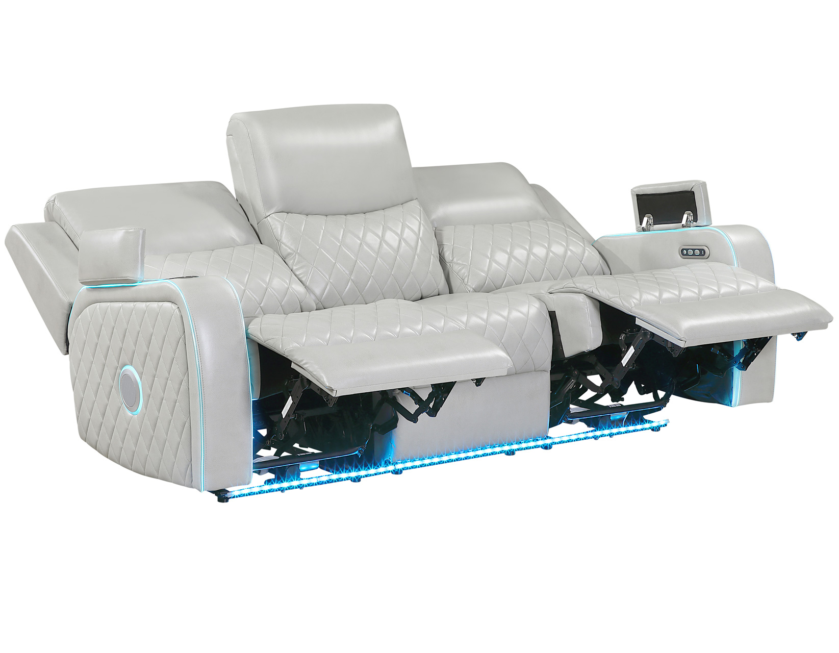 LUNA HOME CINEMA POWER RECLINING SOFA, ICE VEGAN LEATHER - Image 7