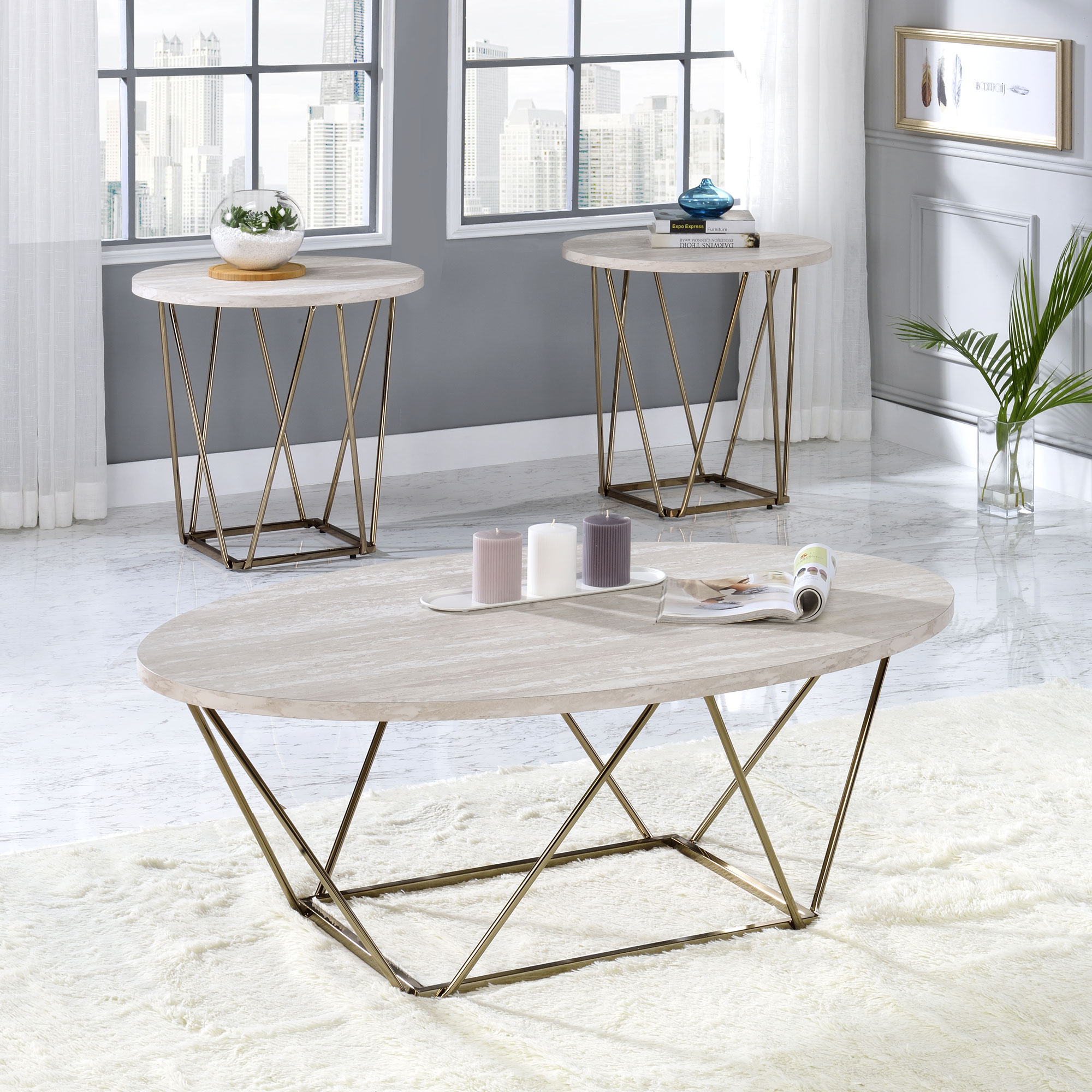 ROWYN 3-PACK SET, COCKTAIL TABLE & 2 END TABLES