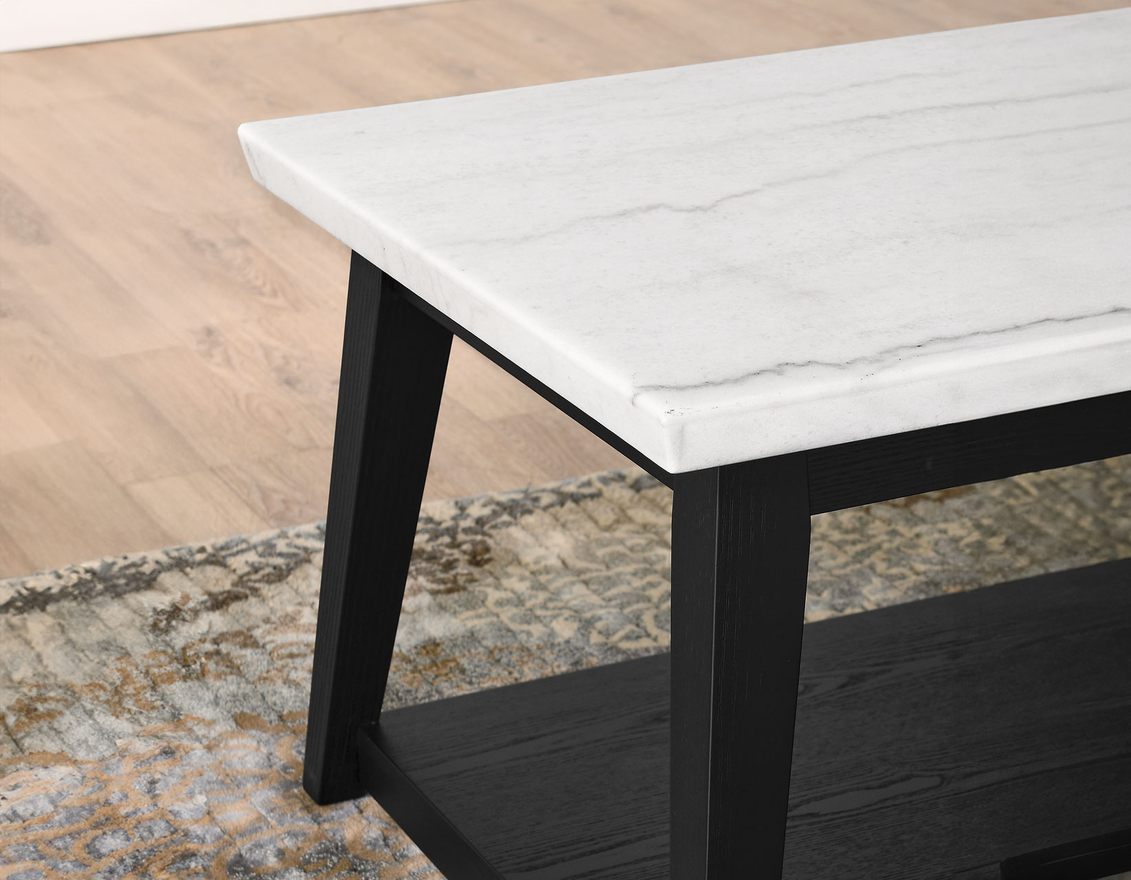 Vida, Cocktail Table, White Marble Top, Castered, Black - Image 7