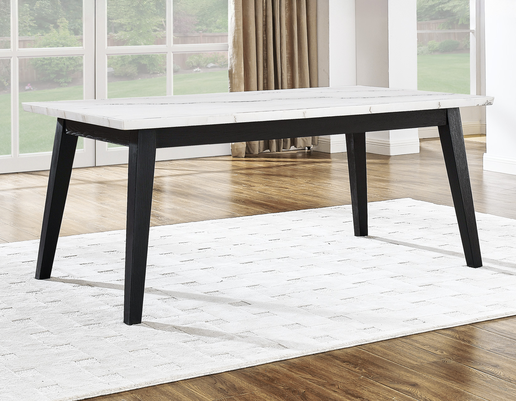 VIDA 7-PIECE WHITE MARBLE DINING SET, BLACK FINISH - Image 3