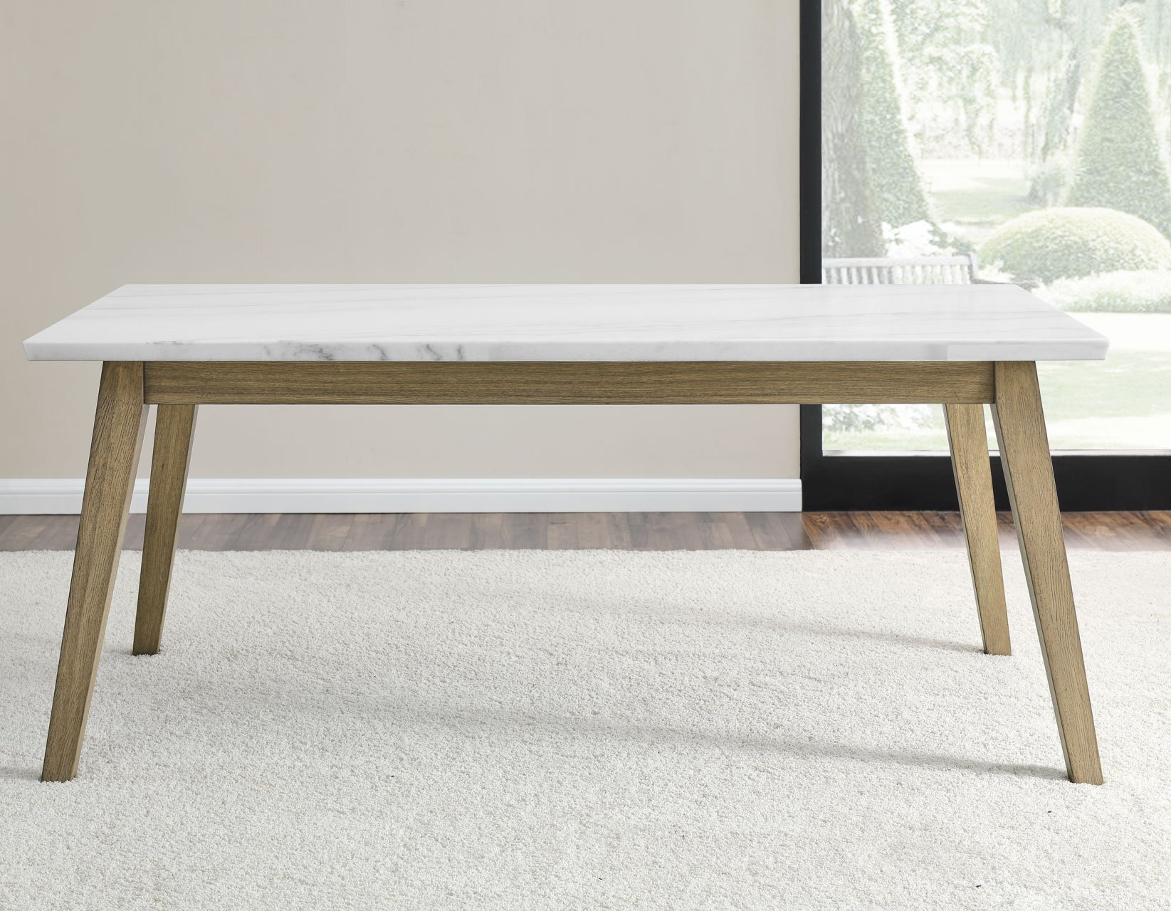 Vida 5-Piece White Marble Dining Set - Image 2