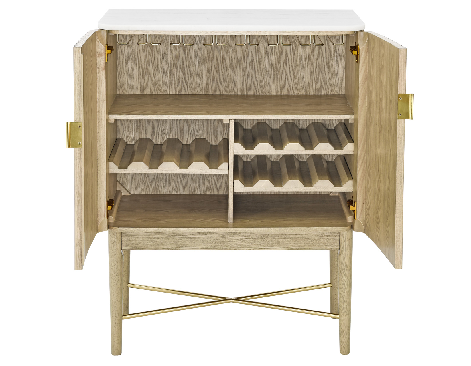 Vida Marble Top WIne Cabinet, Blonde Finish - Image 7