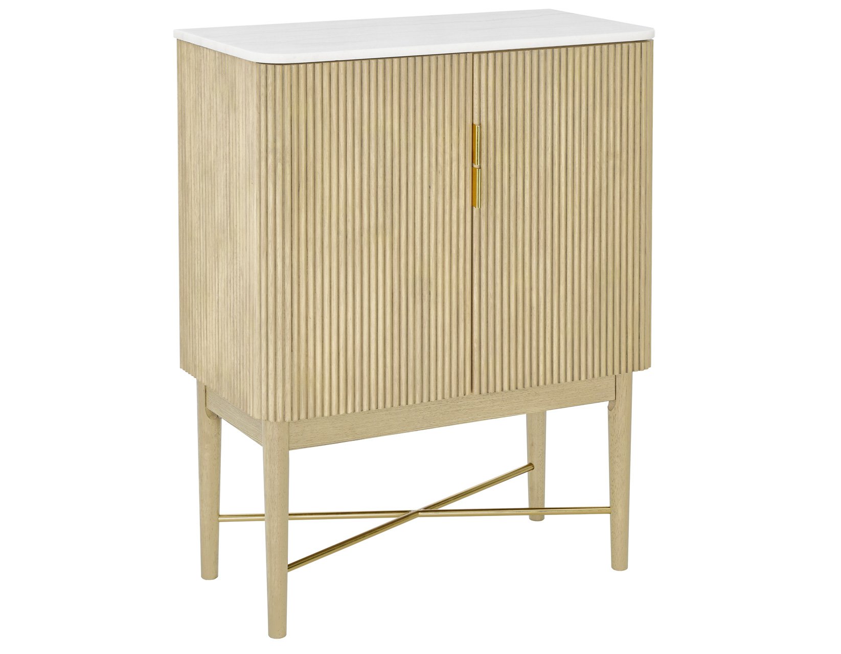 Vida Marble Top WIne Cabinet, Blonde Finish - Image 8