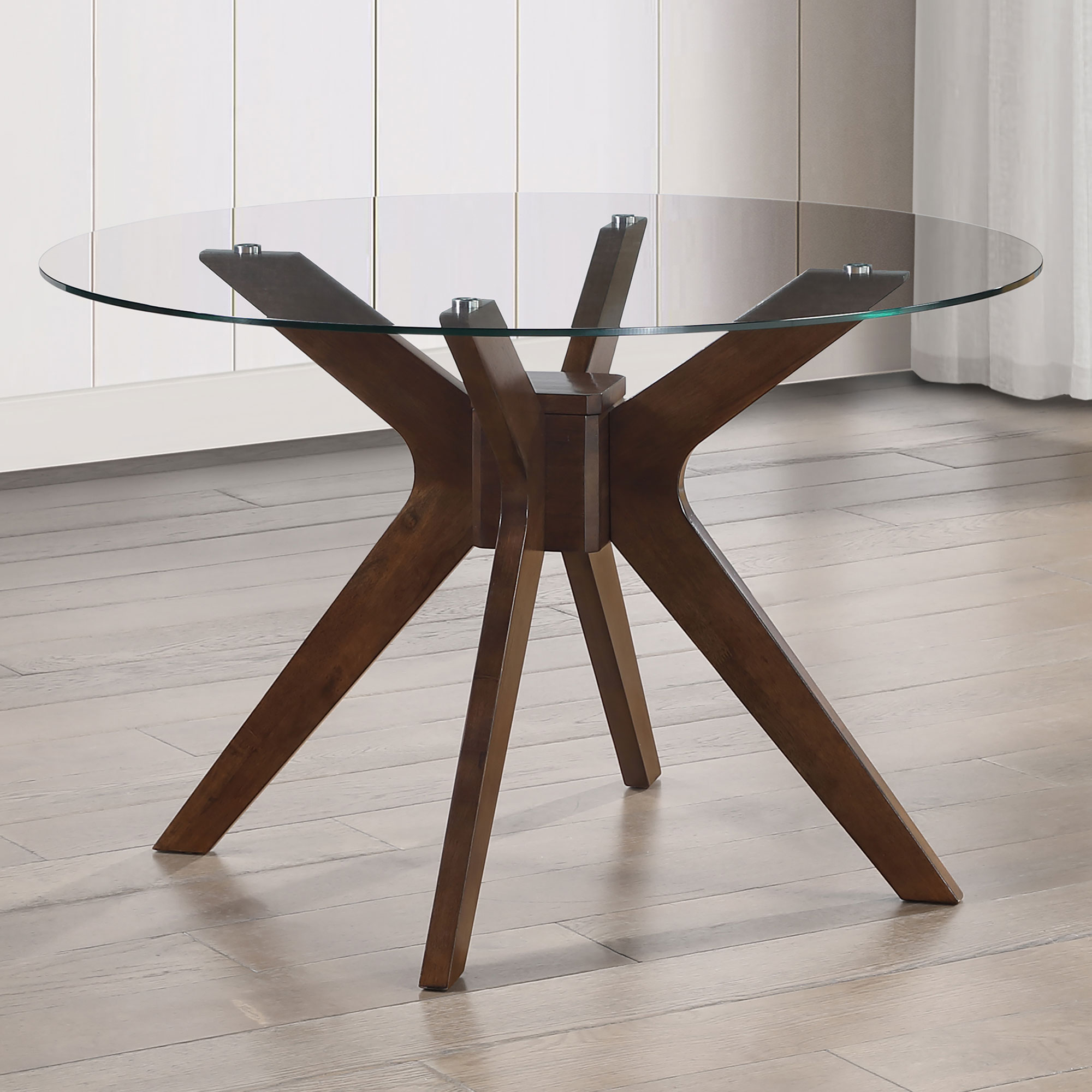 ZEN 5-PIECE GLASS TOP DINING SET, GRAY VELVET CHAIRS - Image 14