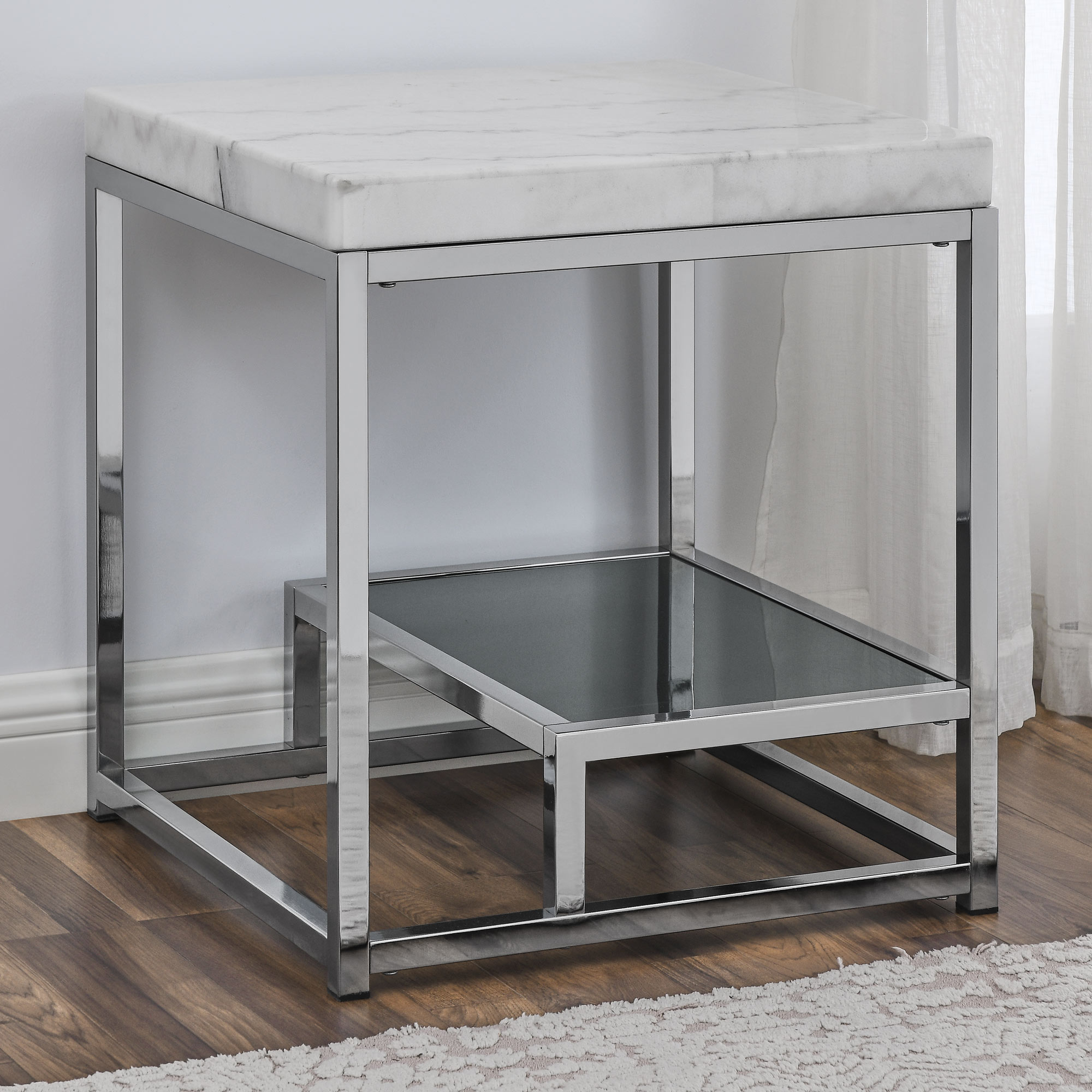Aston, End Table, White Marble Top