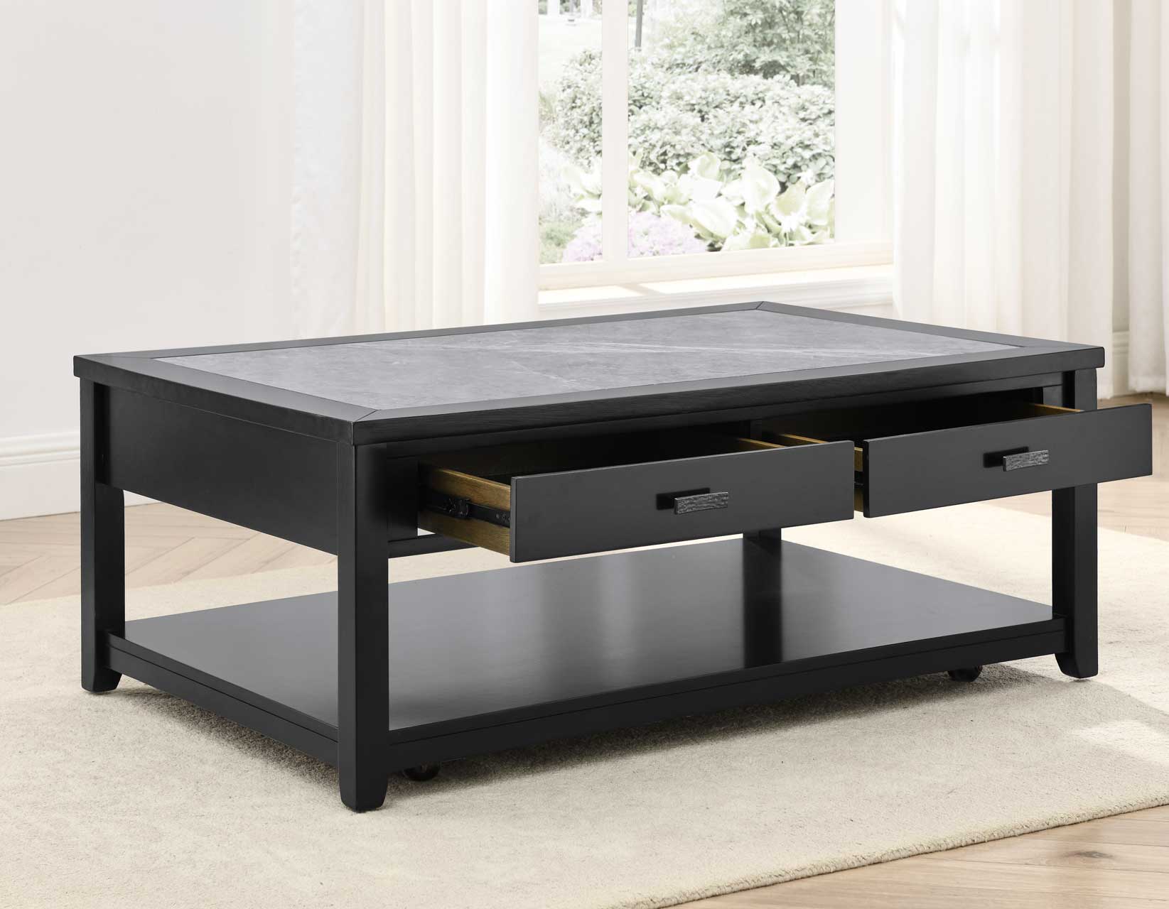 Garvine, Cocktail Table, Sintered Stone, Castered - Image 5