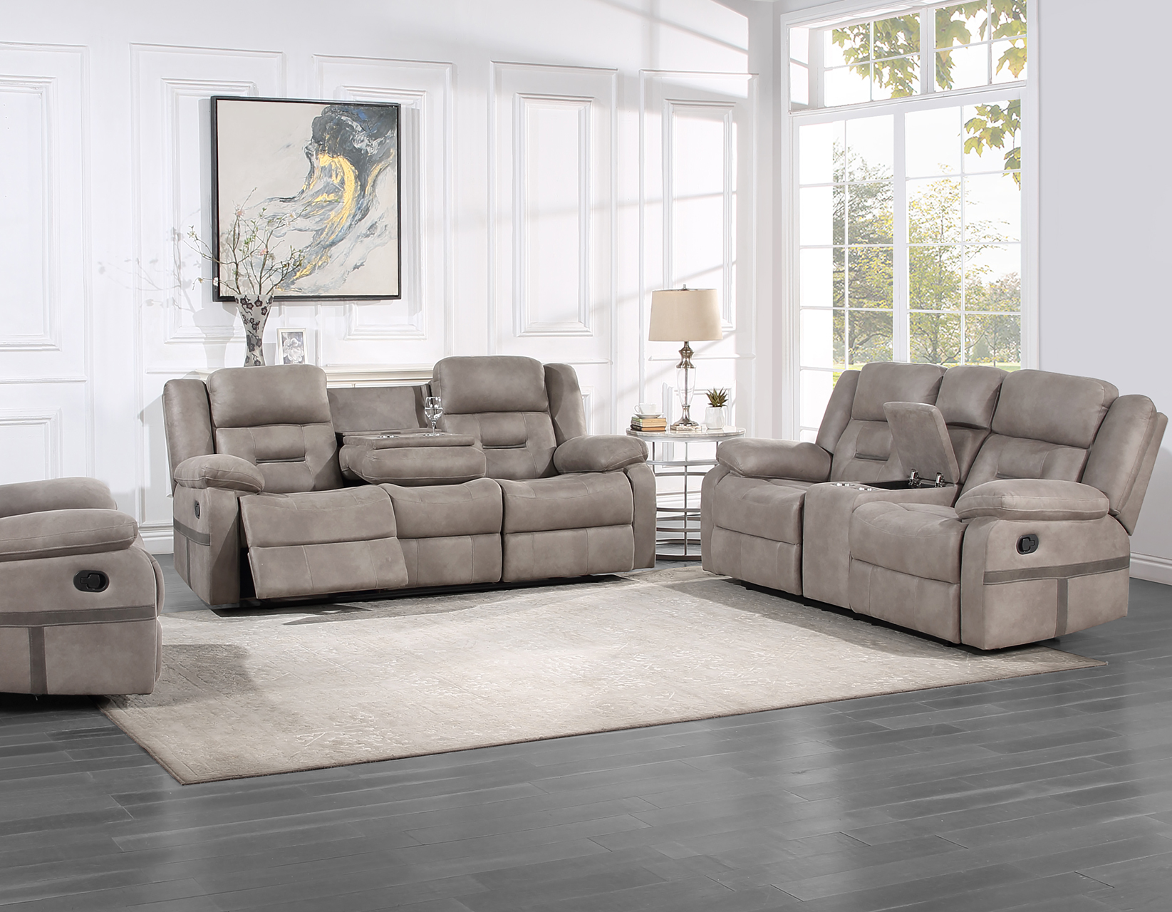 Abilene Manual Reclining Console Loveseat, Tan - Image 16