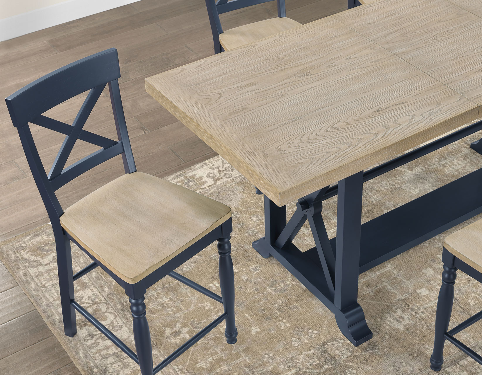 Darcy Solid Wood 24" Counter Stool, Midnight Blue And Natural Finish - Image 7