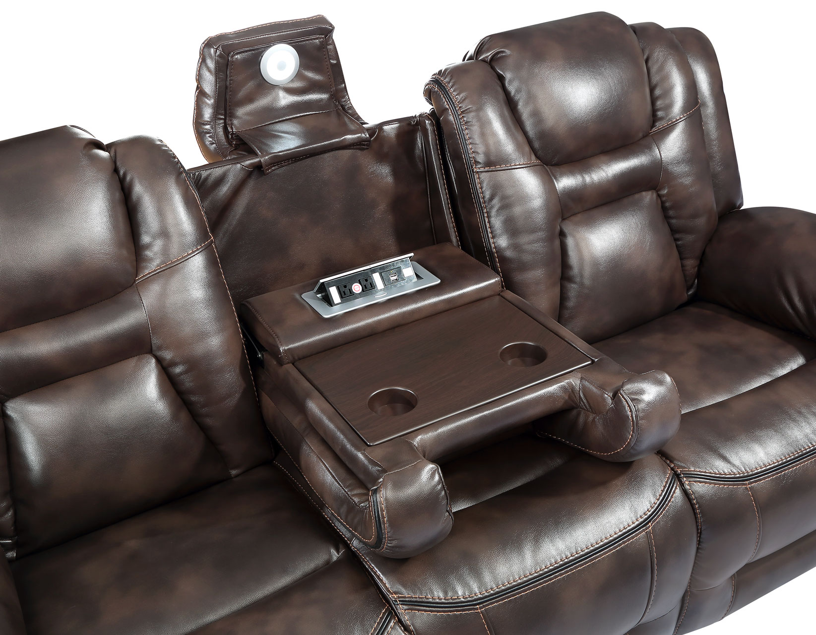 Oportuna Dual-Power Reclining Sofa w/Drop-Down Table - Image 3